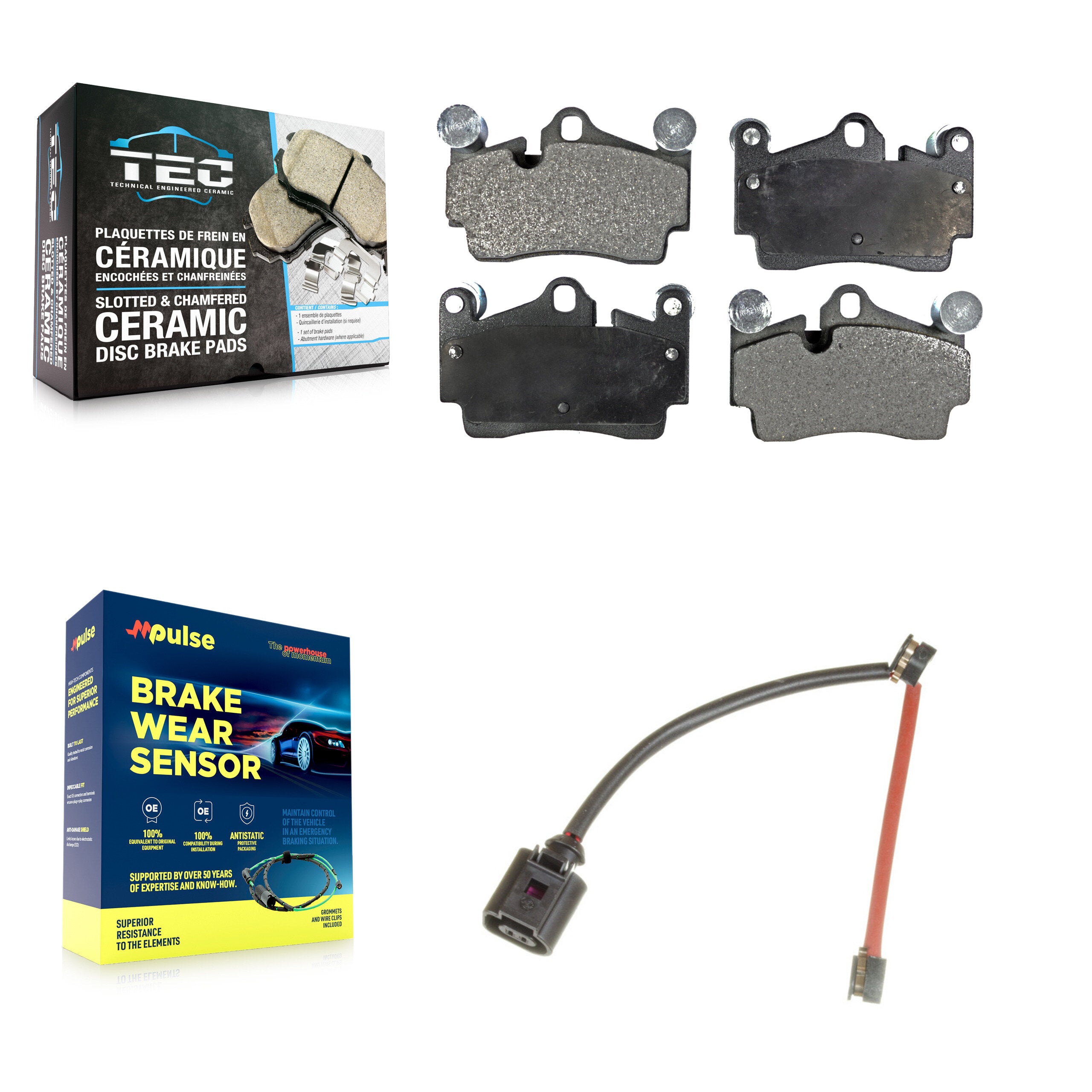 Rear Ceramic Brake Pads & Wear Sensor Kit For Audi Q7 Porsche Cayenne Volkswagen