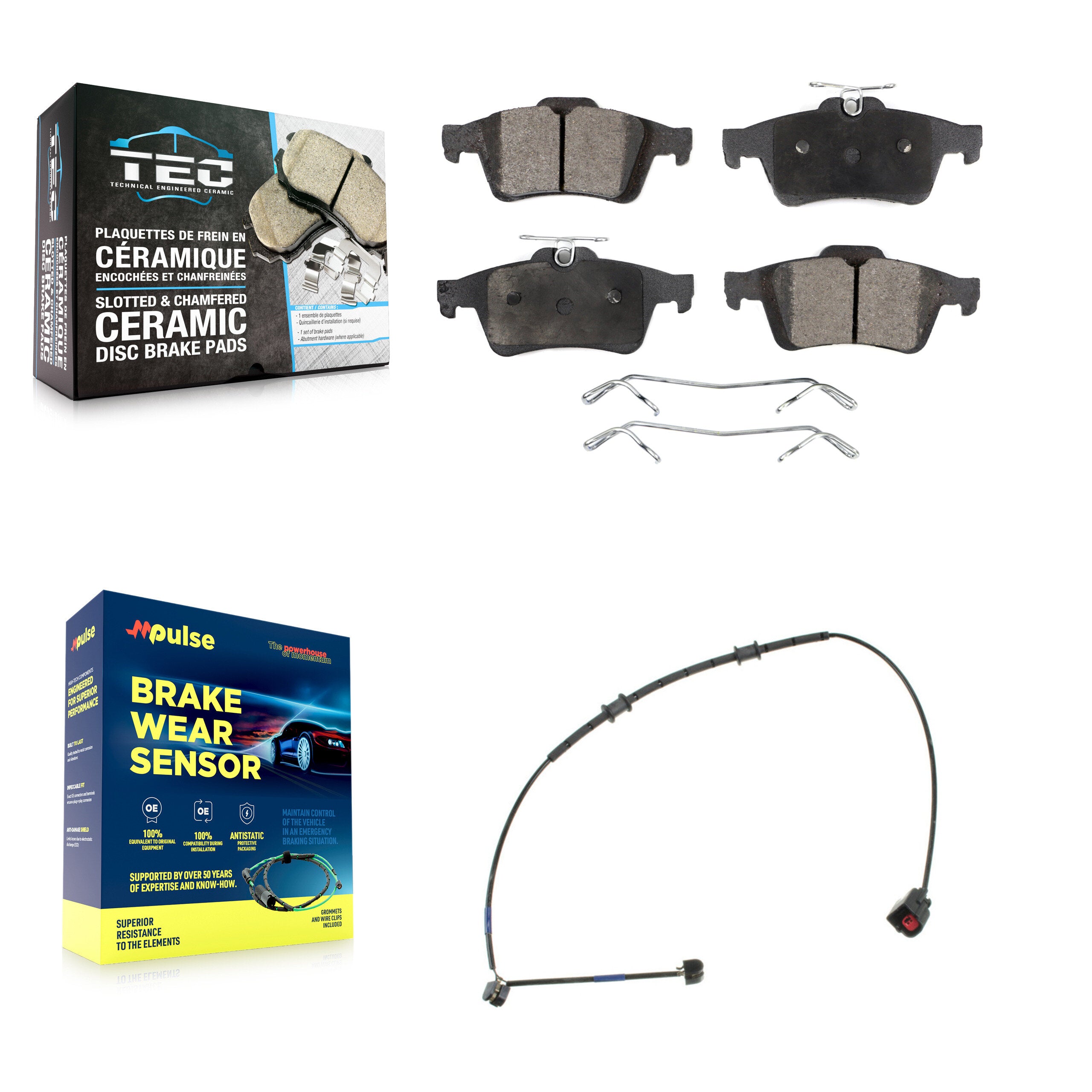 Rear Ceramic Disc Brake Pads And Wear Sensors Kit For Jaguar XK XKR KTW-101210