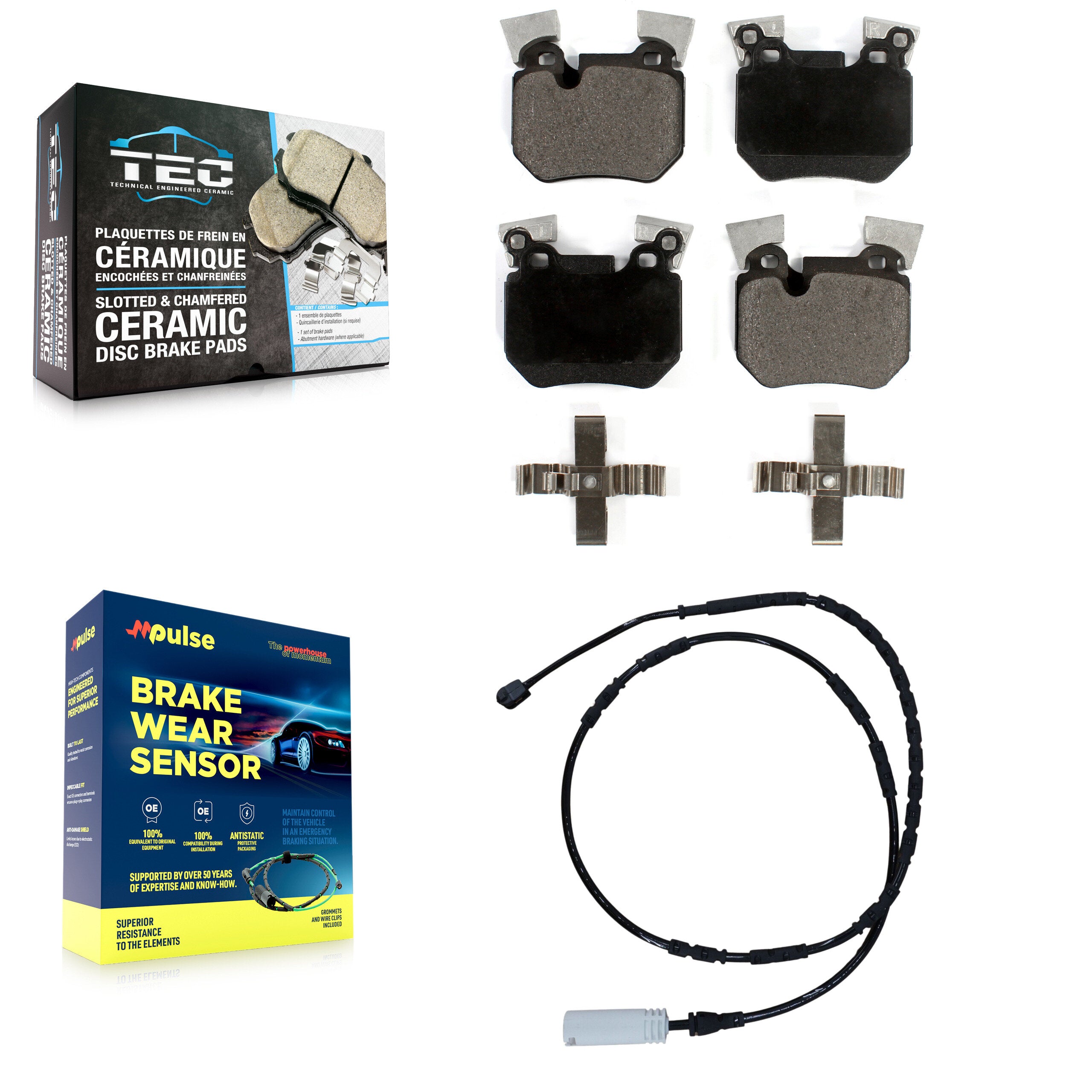 Rear Ceramic Disc Brake Pads And Wear Sensors Kit For 2012-2013 BMW 135i 3.0L