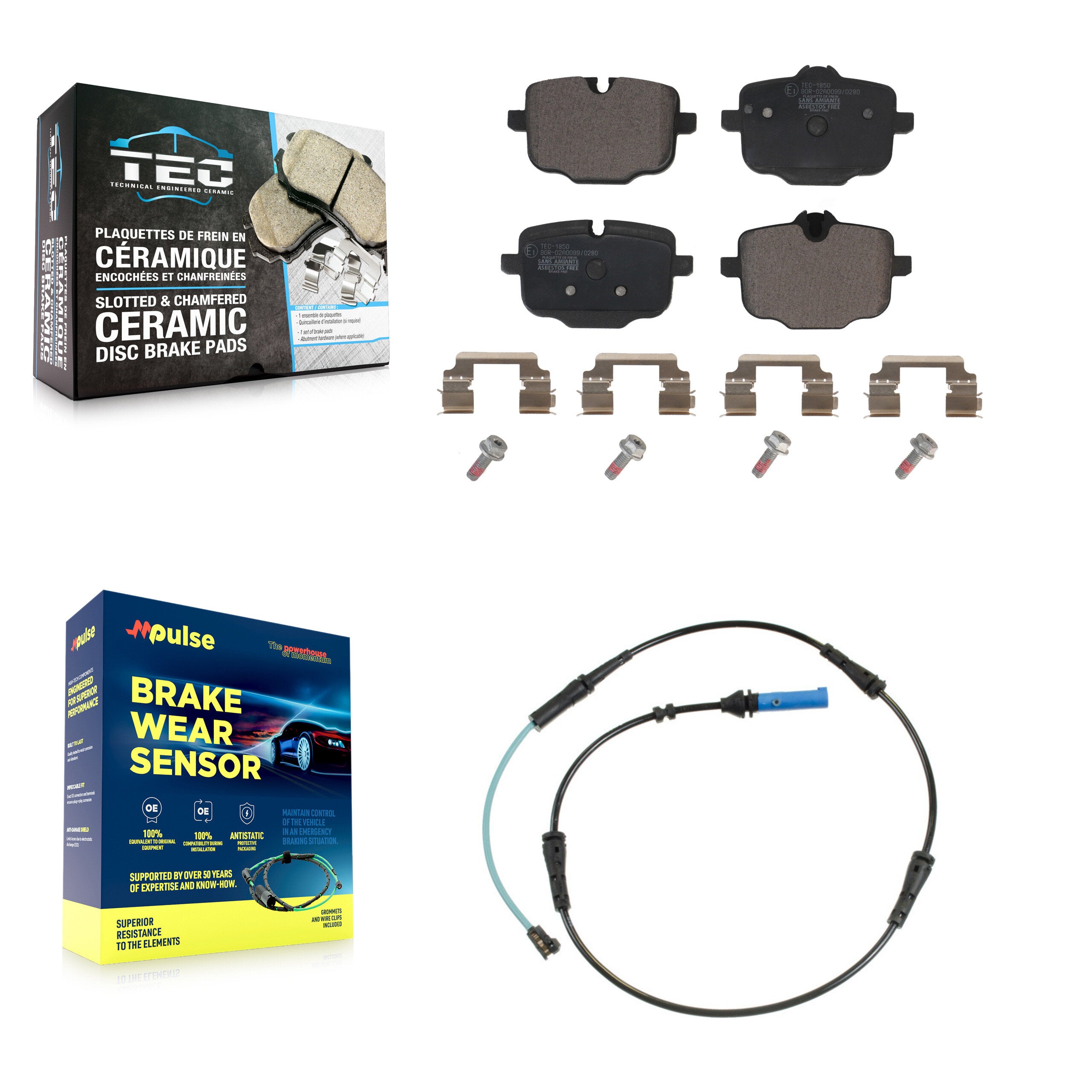 Rear Ceramic Brake Pad Wear Sensor Kit For BMW 530i xDrive 540i 750i M550i X6 B7