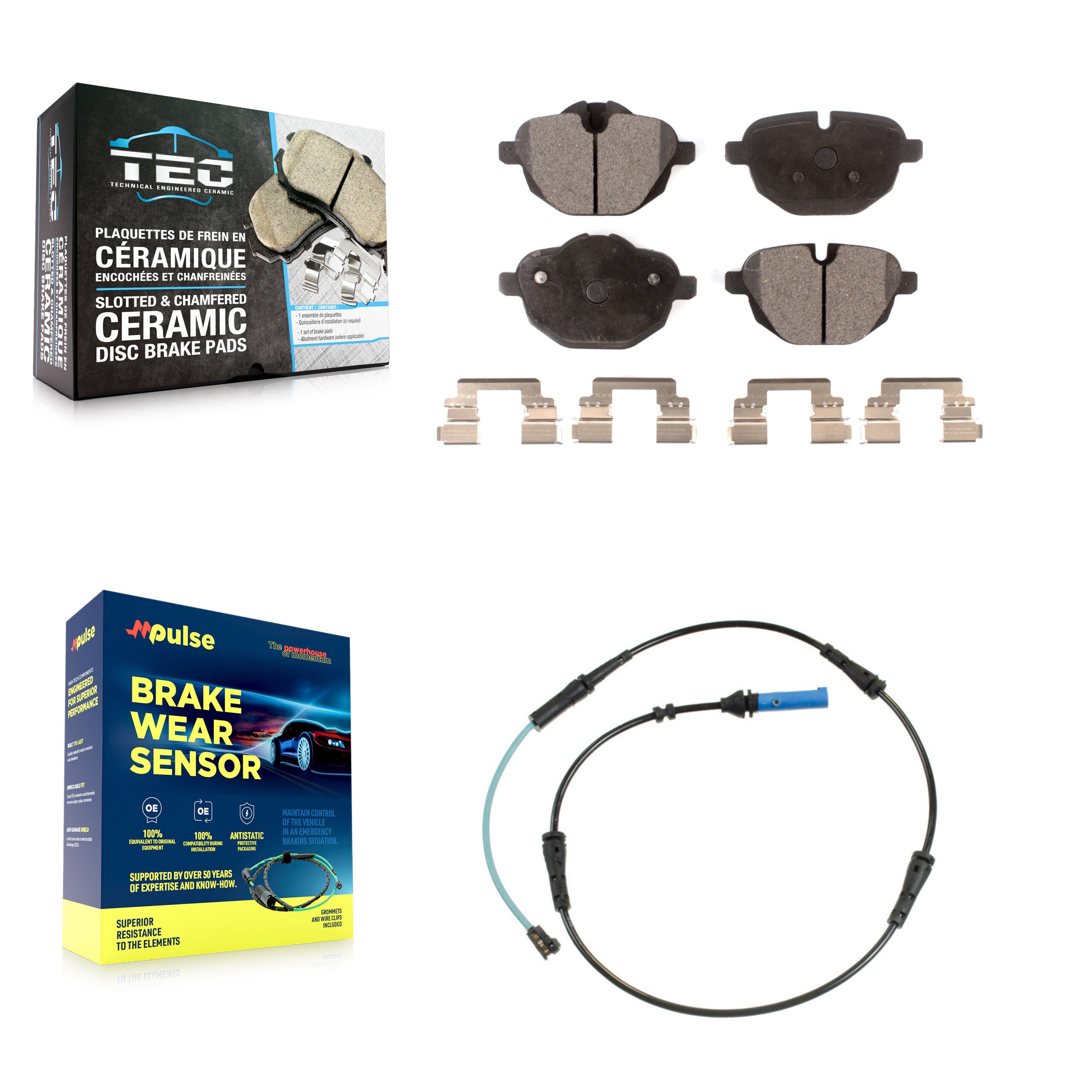 Rear Ceramic Disc Brake Pads And Wear Sensors Kit For BMW 530i xDrive 530e 540d