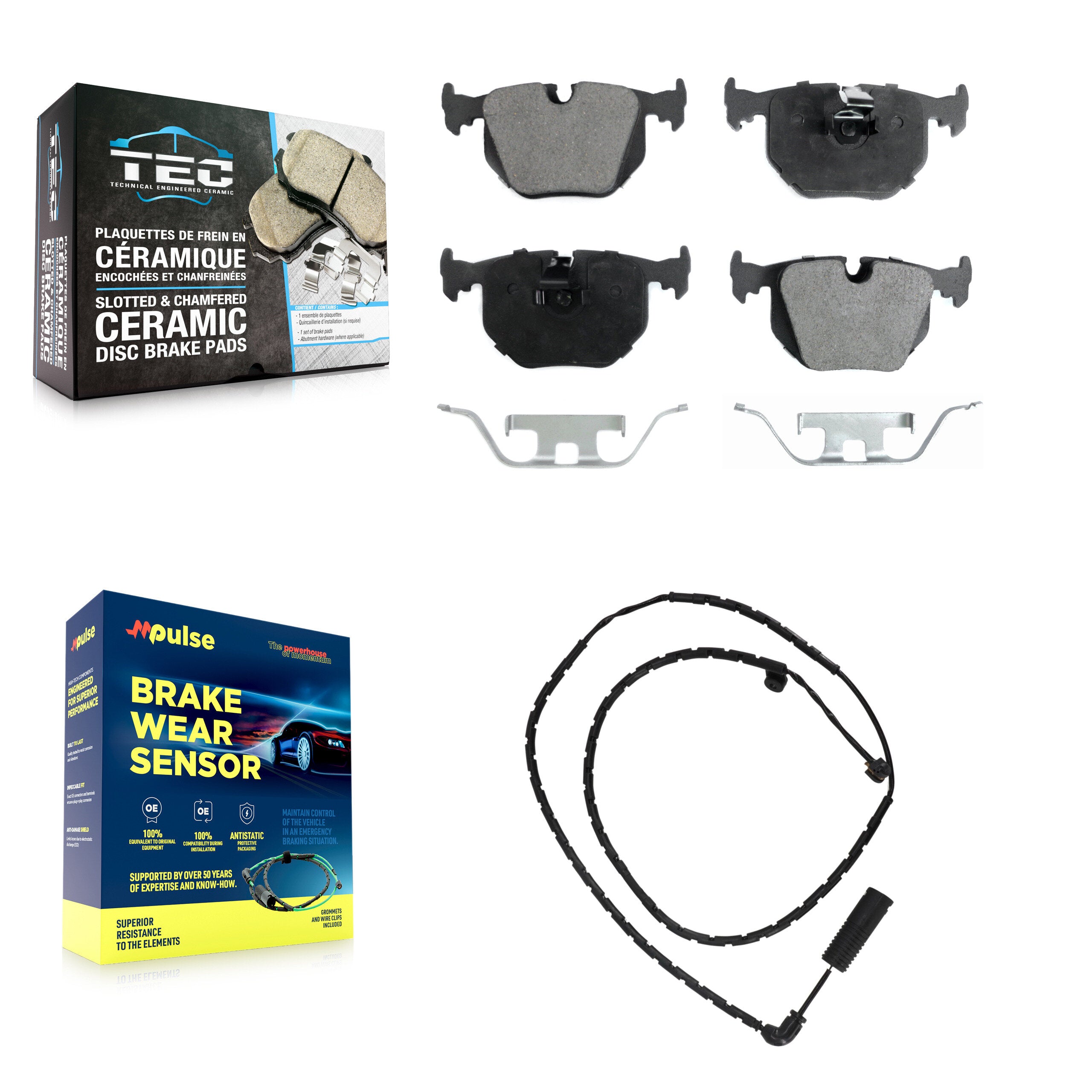 Rear Ceramic Disc Brake Pads And Wear Sensors Kit For Land Rover Range
