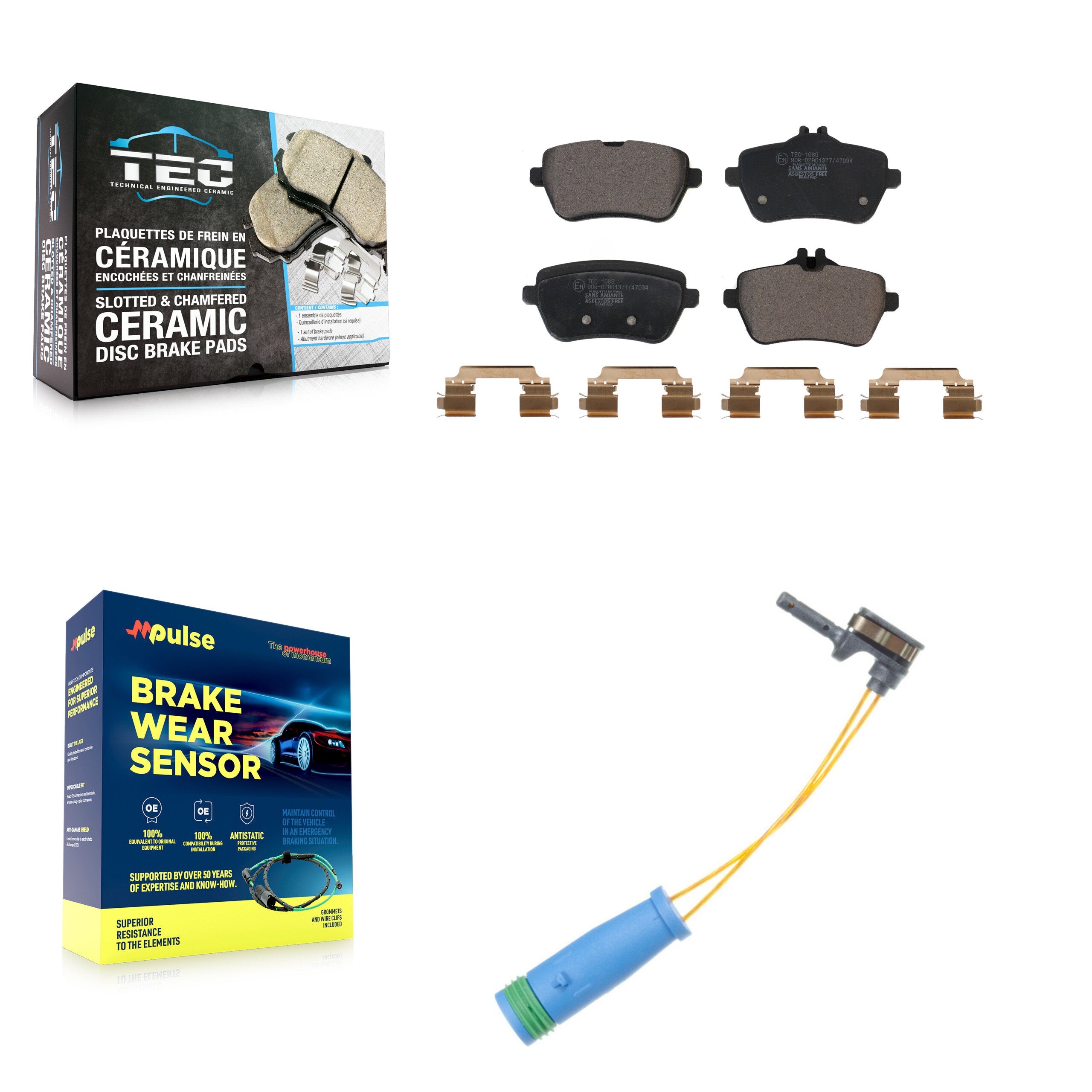 Rear Ceramic Disc Brake Pad And Wear Sensor Kit For 2015 Mercedes-Benz S400 3.0L