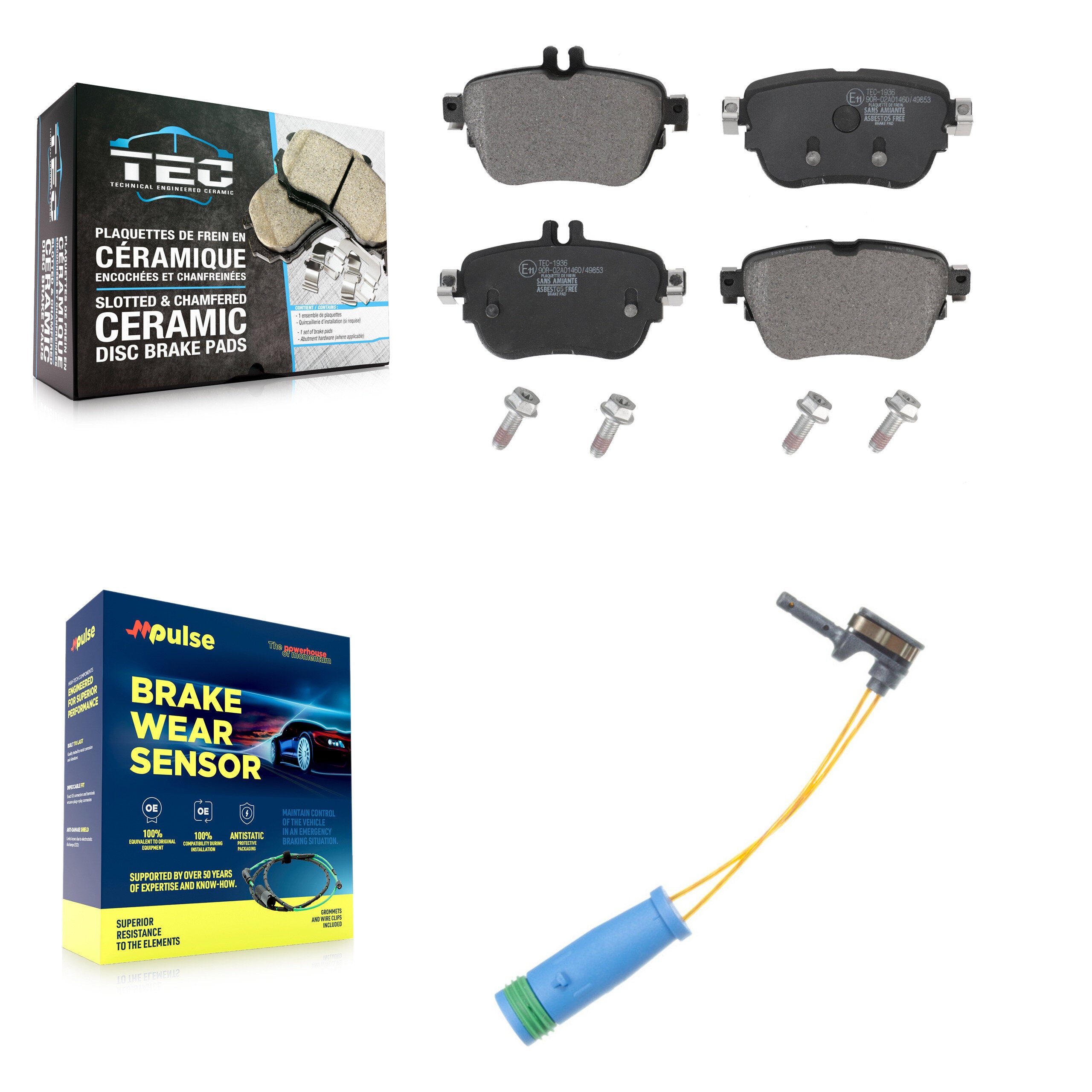 Rear Ceramic Disc Brake Pads And Wear Sensors Kit For Mercedes-Benz E300 E350