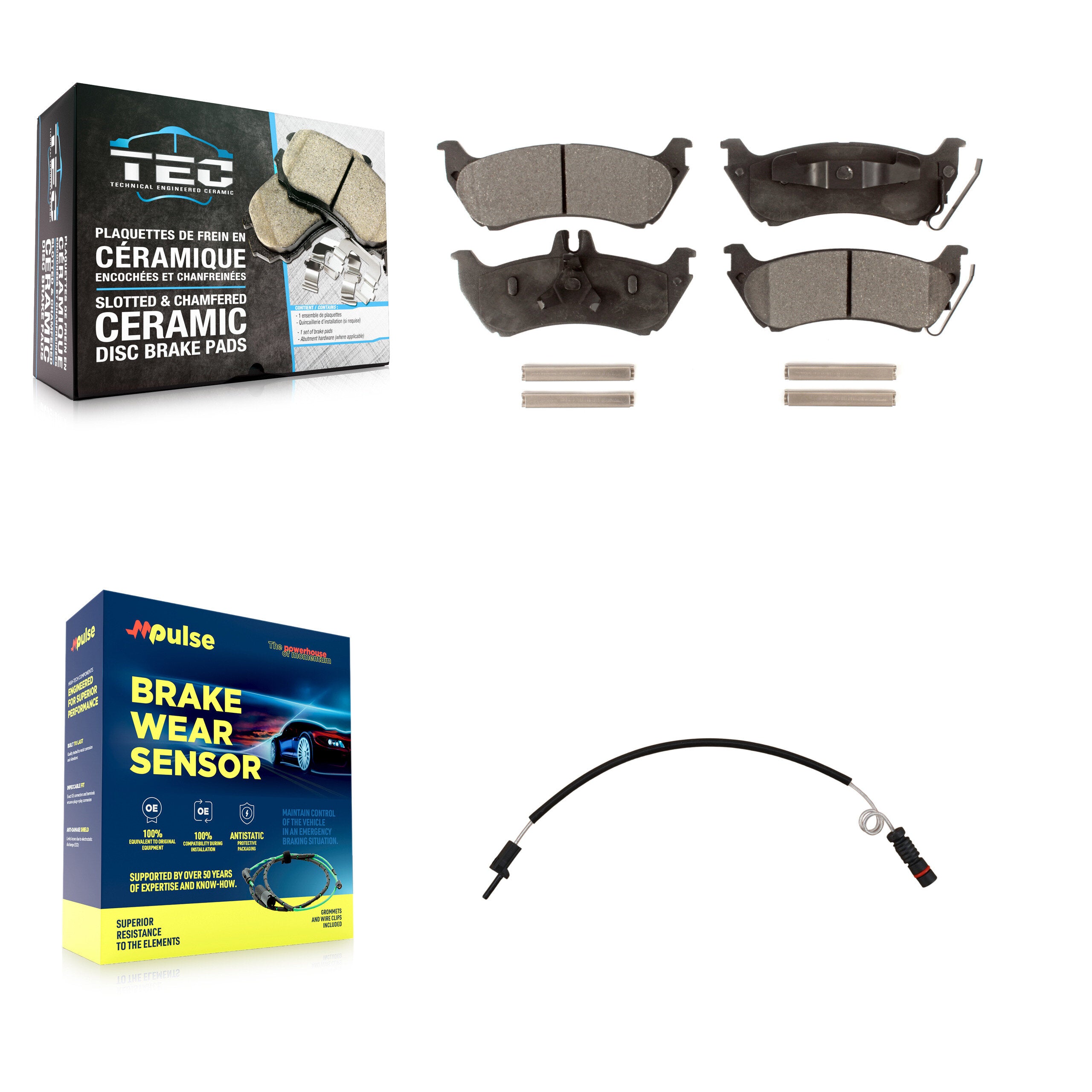 Rear Ceramic Disc Brake Pads Wear Sensor Kit For Mercedes-Benz ML320 ML350 ML430