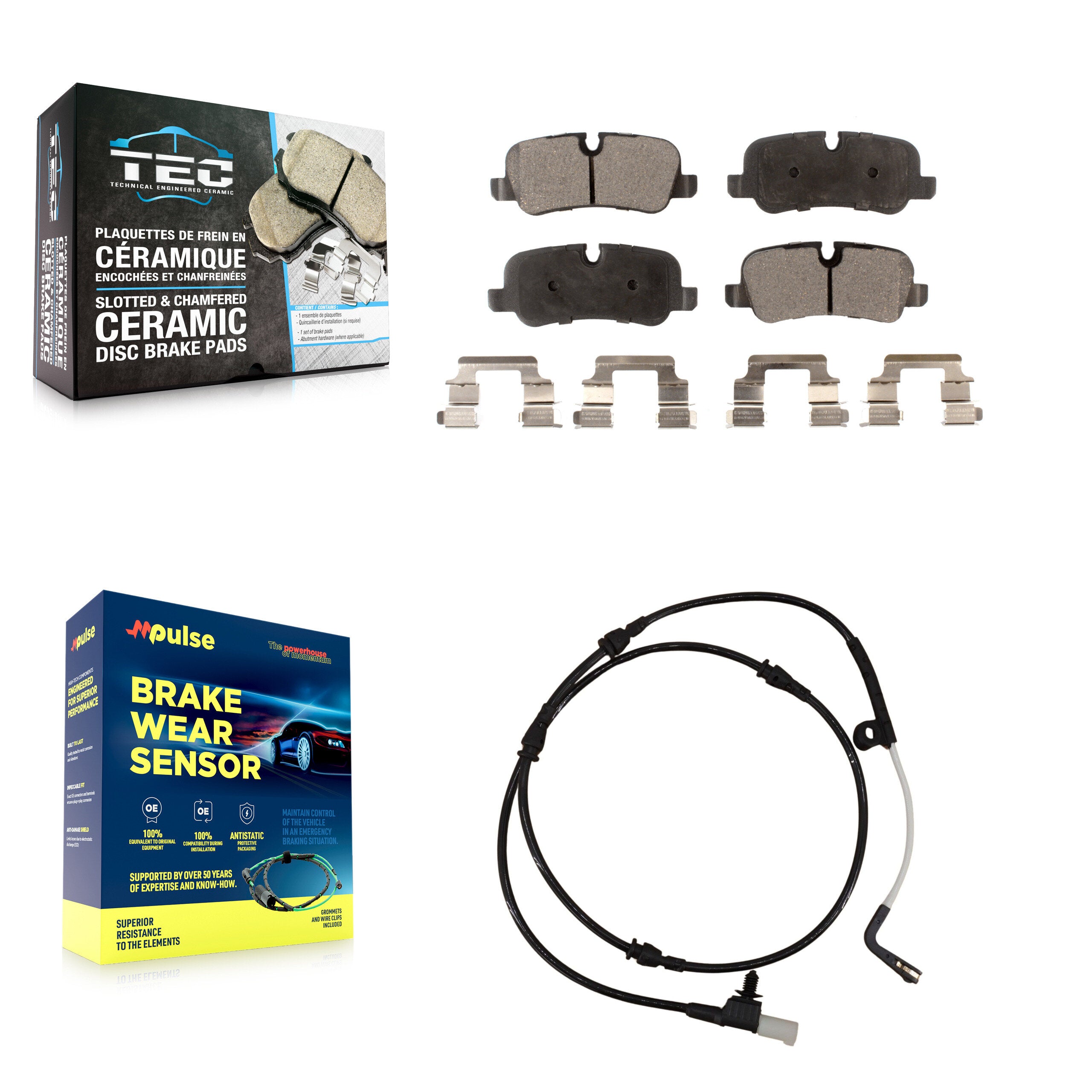 Rear Ceramic Disc Brake Pad & Wear Sensor Kit For Land Rover Range Sport LR4 LR3