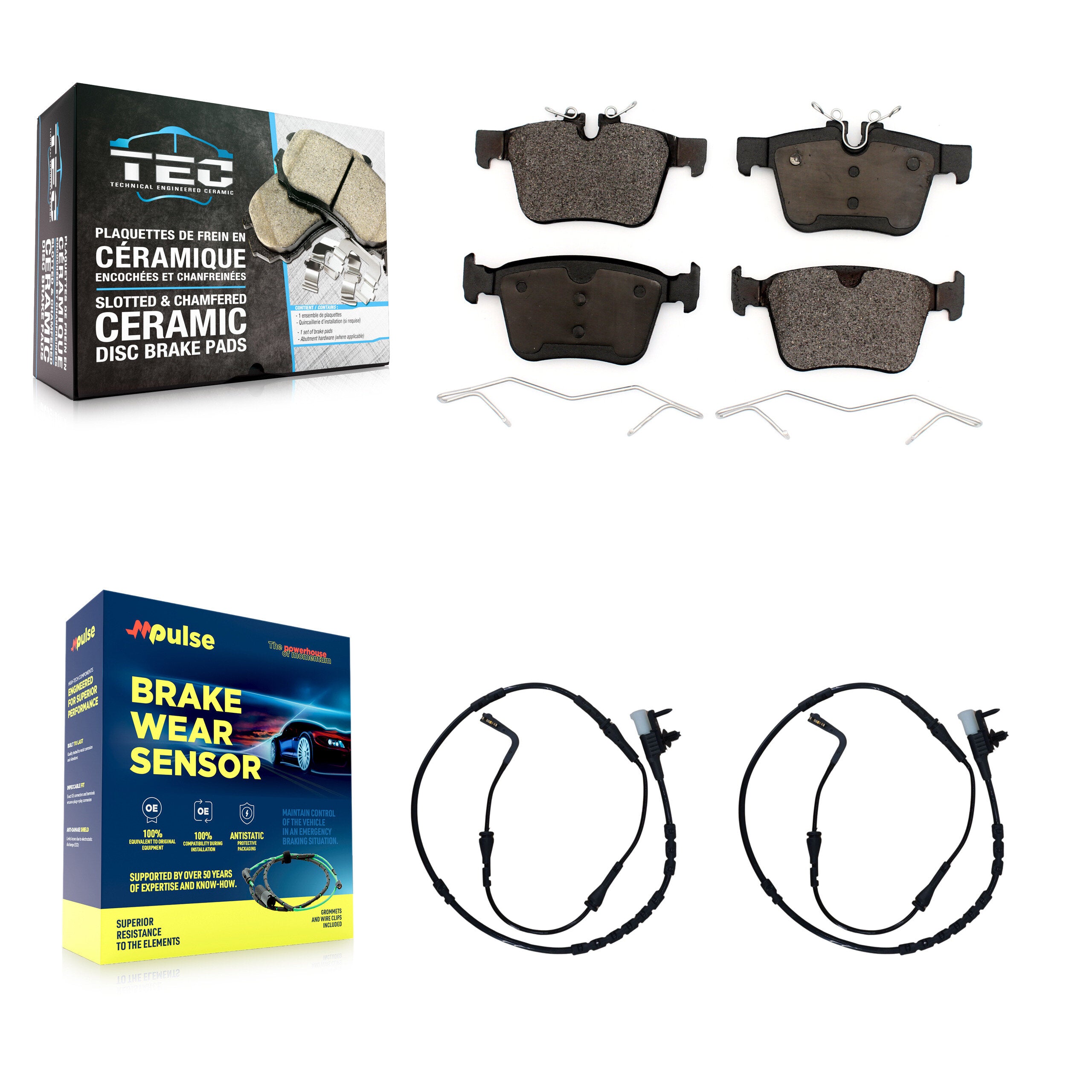 Rear Ceramic Brake Pads Wear Sensor Kit For Jaguar F-Pace Land Rover Range Velar