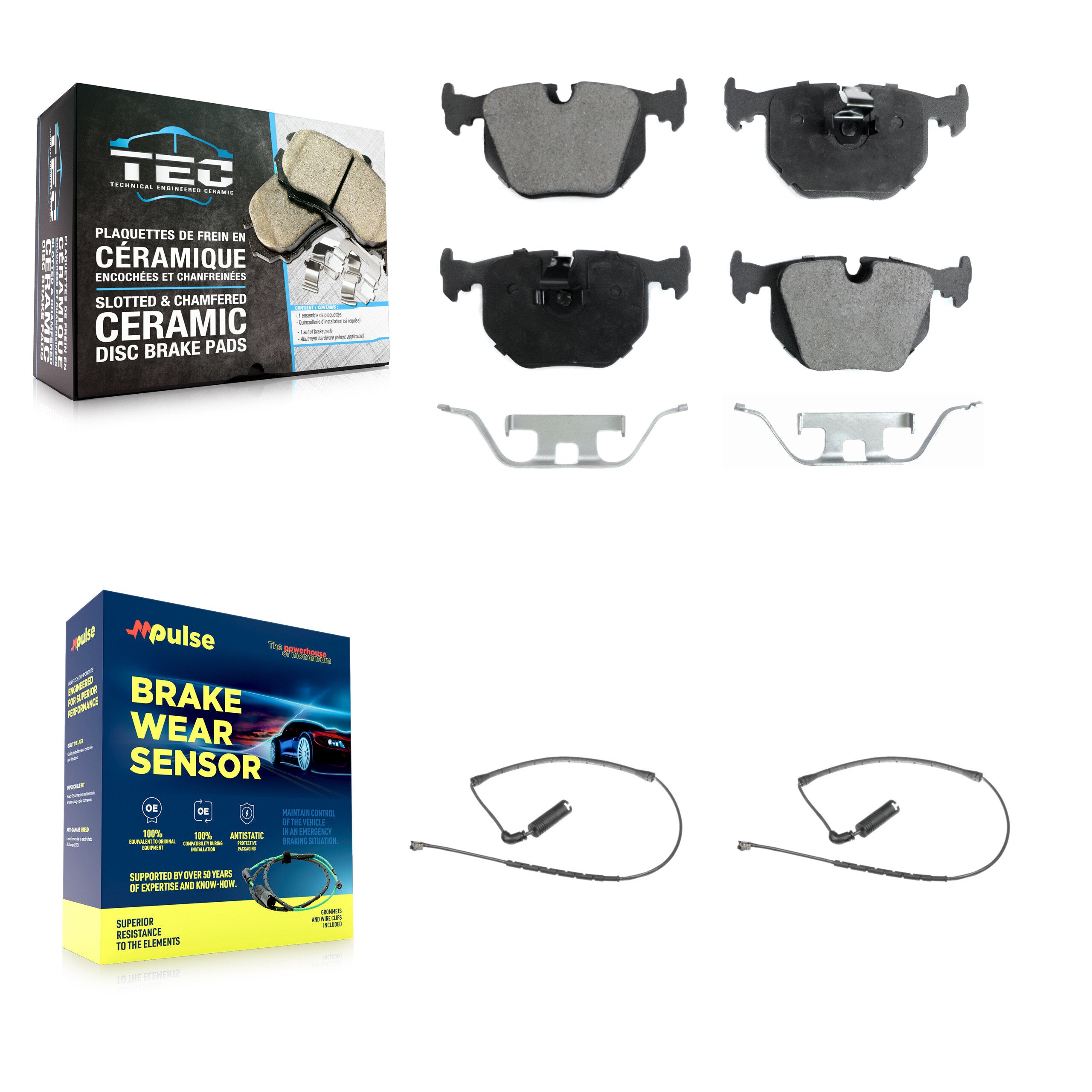 Rear Ceramic Disc Brake Pads And Wear Sensors Kit For 2000-2006 BMW X5