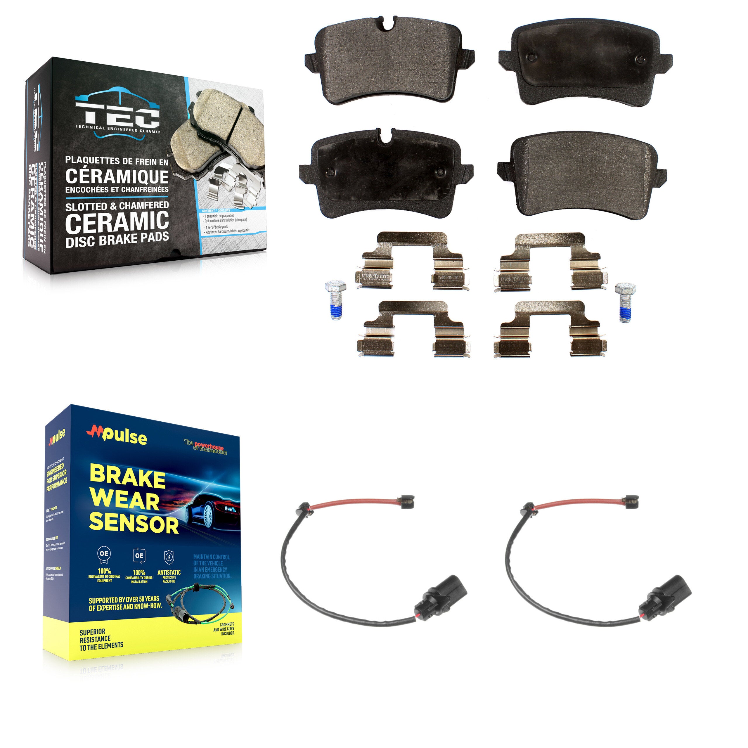 Rear Ceramic Disc Brake Pads And Wear Sensors Kit For Porsche Macan Audi A6