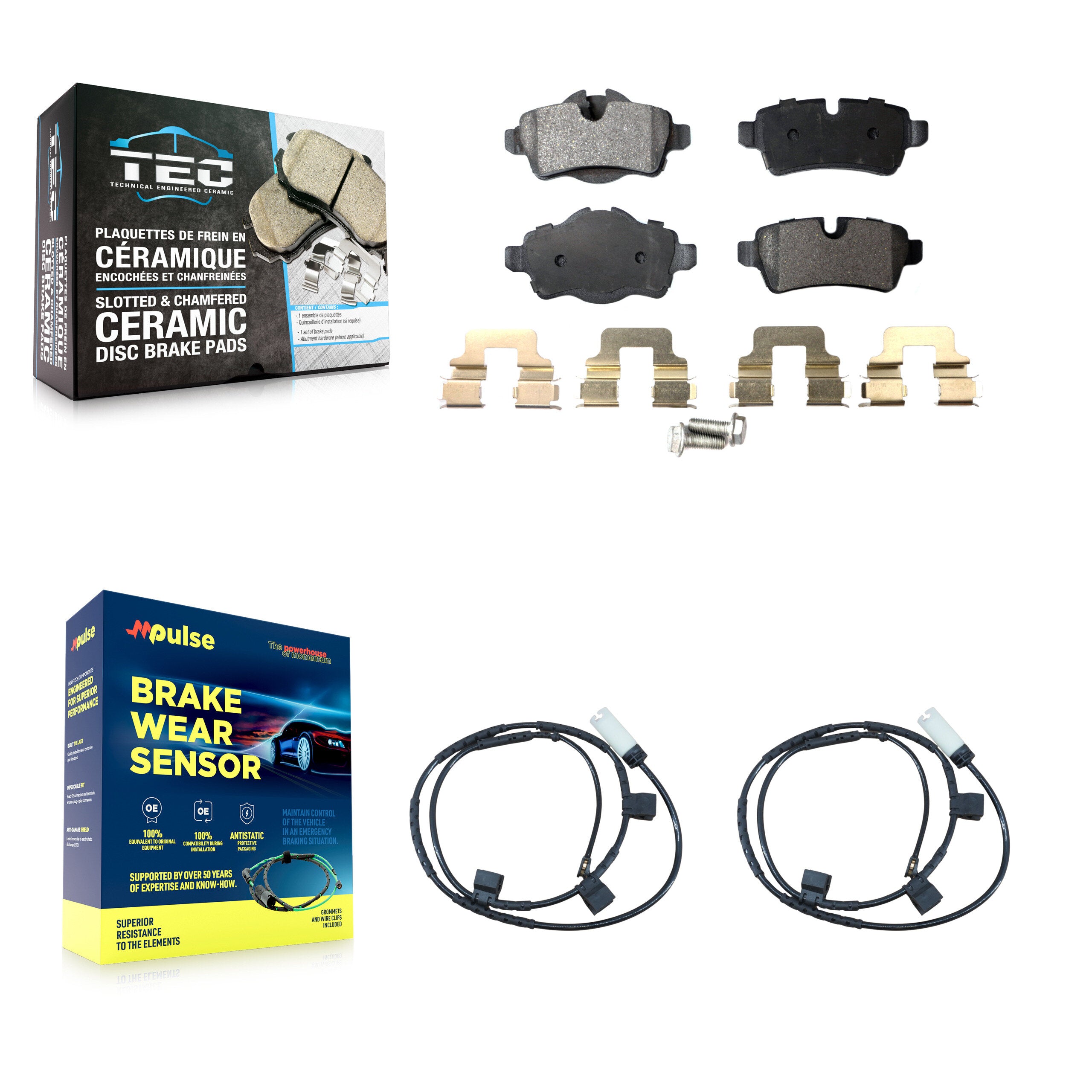 Rear Ceramic Disc Brake Pads And Wear Sensors Kit For Mini Cooper 1.6L