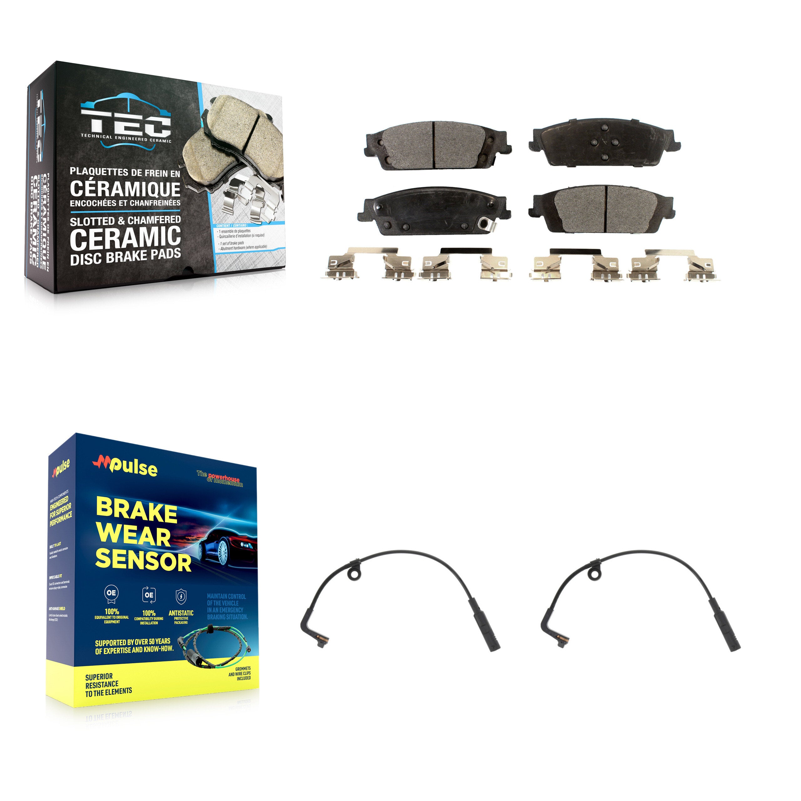 Rear Ceramic Disc Brake Pads And Wear Sensors Kit For Chevrolet Silverado 1500