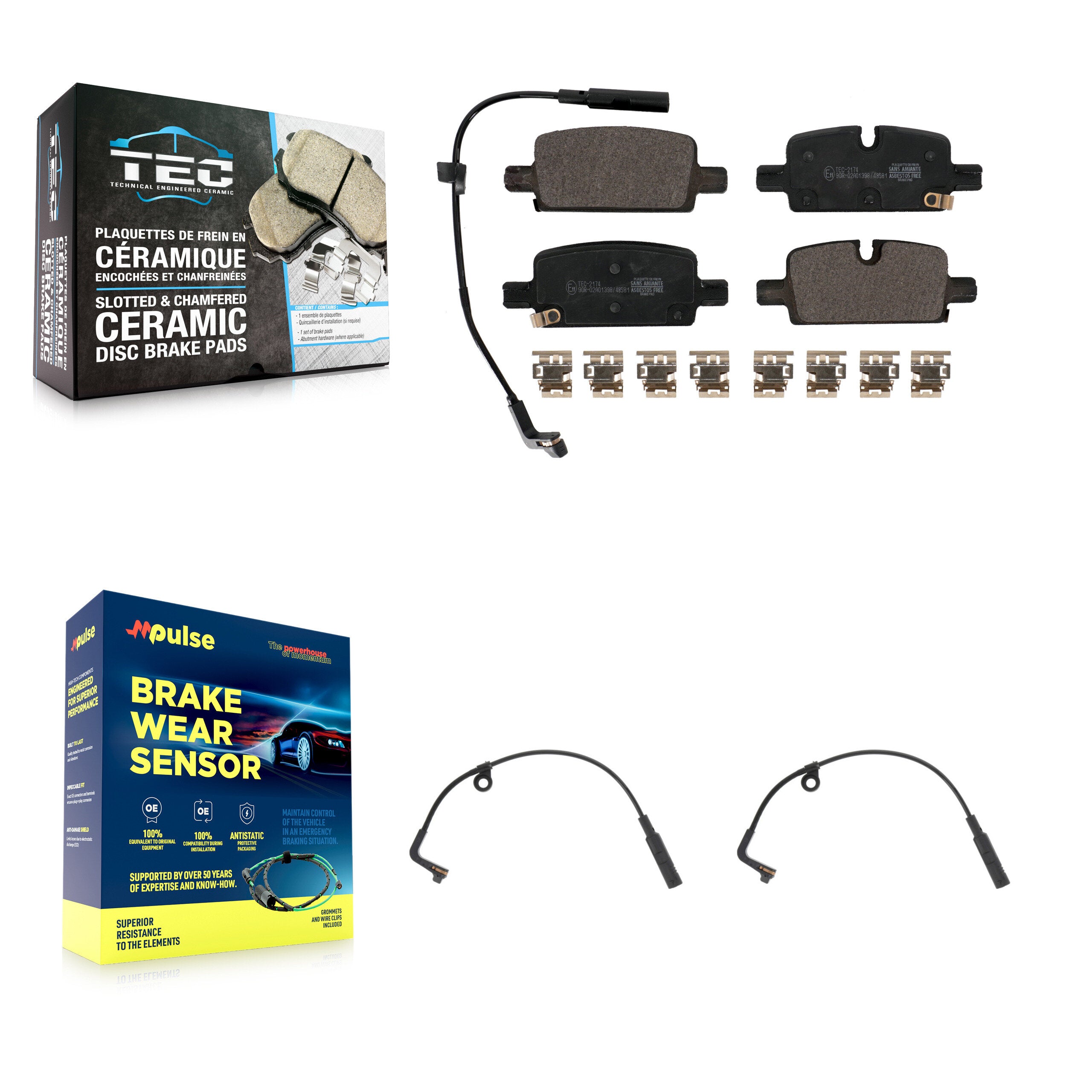 Rear Ceramic Brake Pad Extra Wear Sensor Kit For Chevrolet GMC Silverado 1500 XL