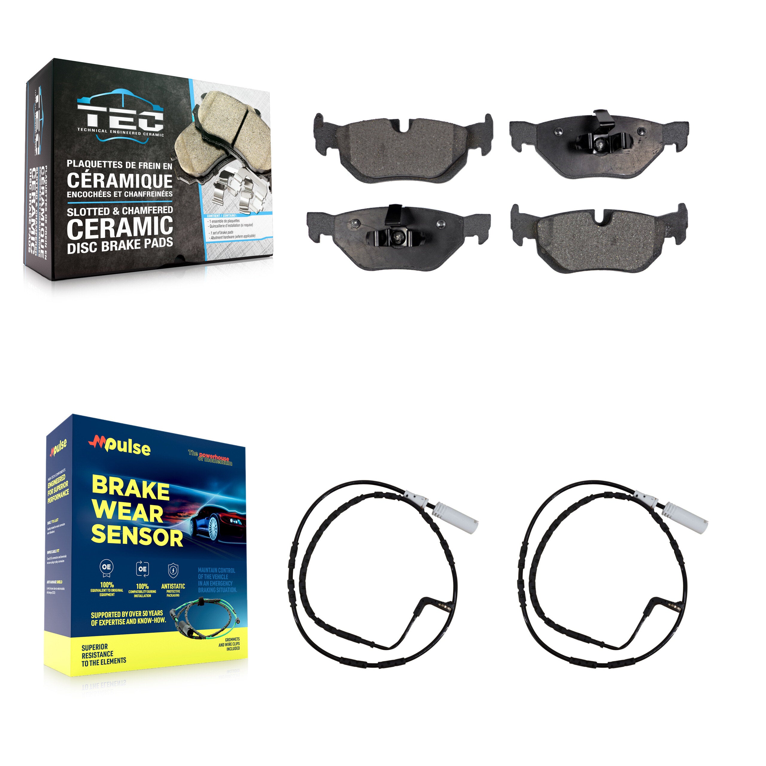 Rear Ceramic Brake Pads Wear Sensor Kit For BMW 323i 328i 128i xDrive 328xi 325i