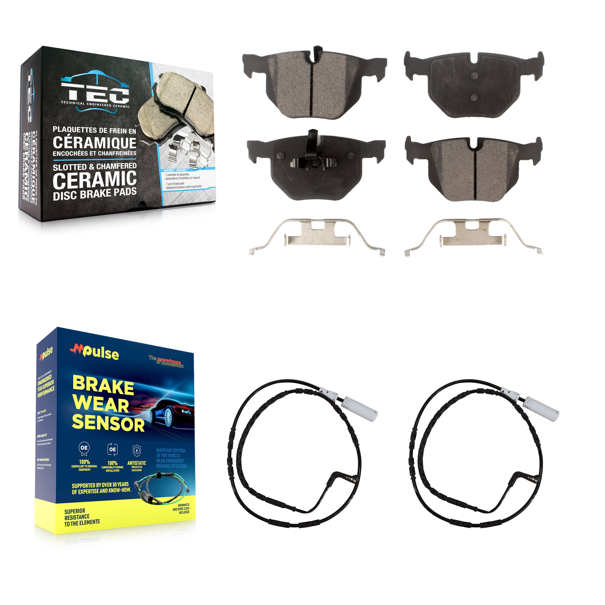 Rear Ceramic Brake Pad Wear Sensor Kit For BMW 335i xDrive 335xi 330i 330xi 335d
