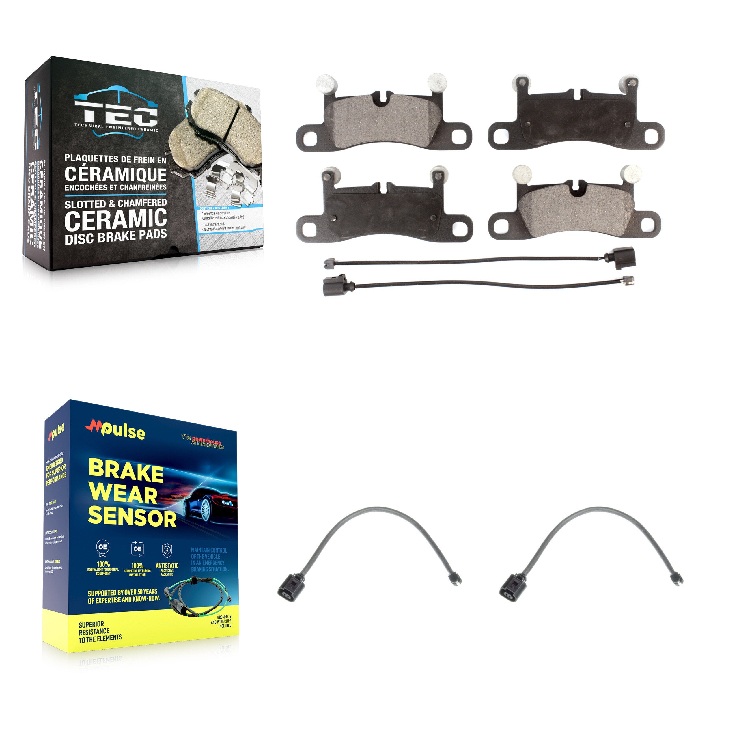 Rear Ceramic Brake Pads & Extra Wear Sensor Kit For Porsche Cayenne with Harness