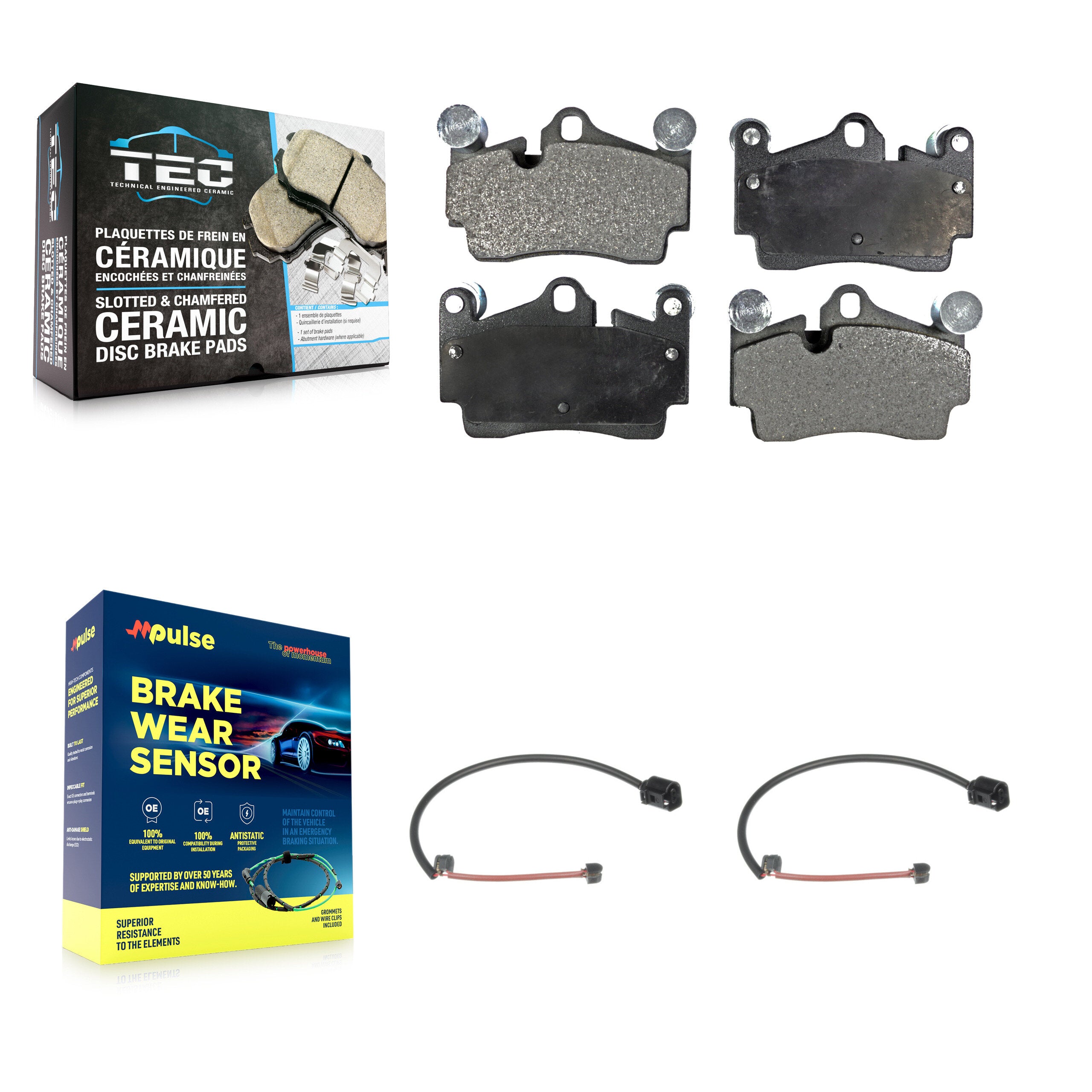 Rear Ceramic Brake Pad Wear Sensor Kit For 2005-2006 Porsche Cayenne S with 4.5L