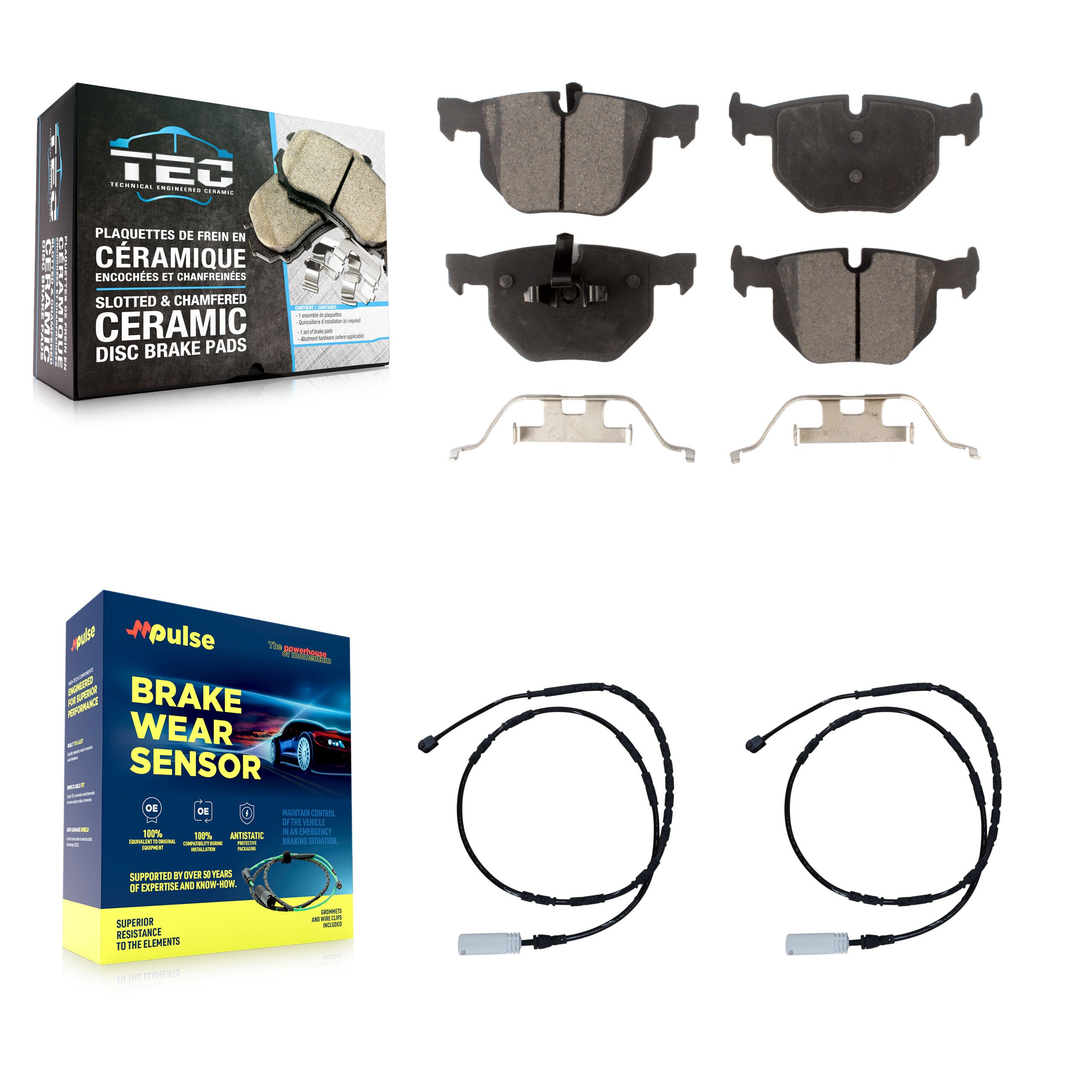 Rear Ceramic Disc Brake Pads And Wear Sensors Kit For BMW 335i 335is 335d