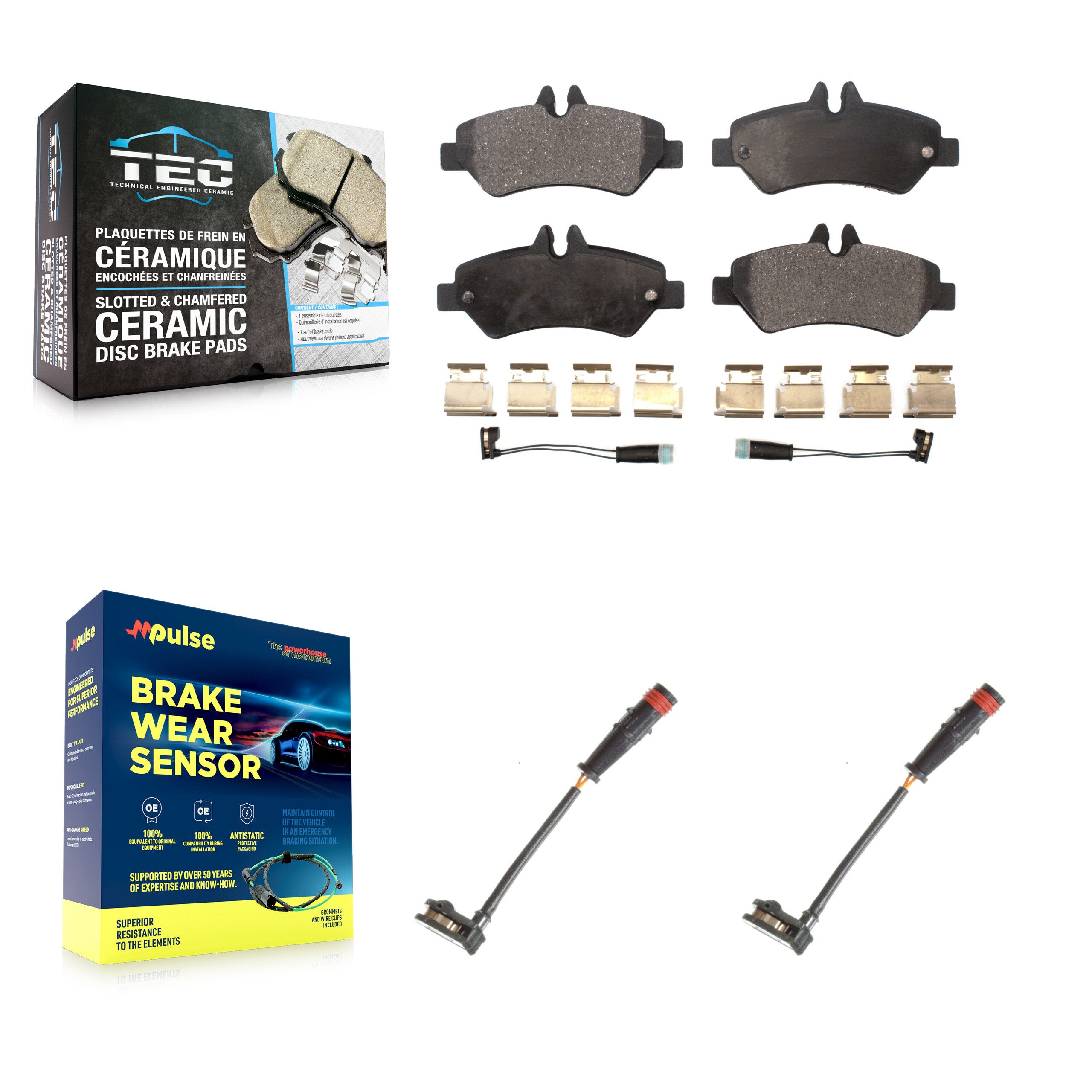 Rear Ceramic Brake Pad And Extra Wear Sensor Kit For Mercedes-Benz Sprinter 2500
