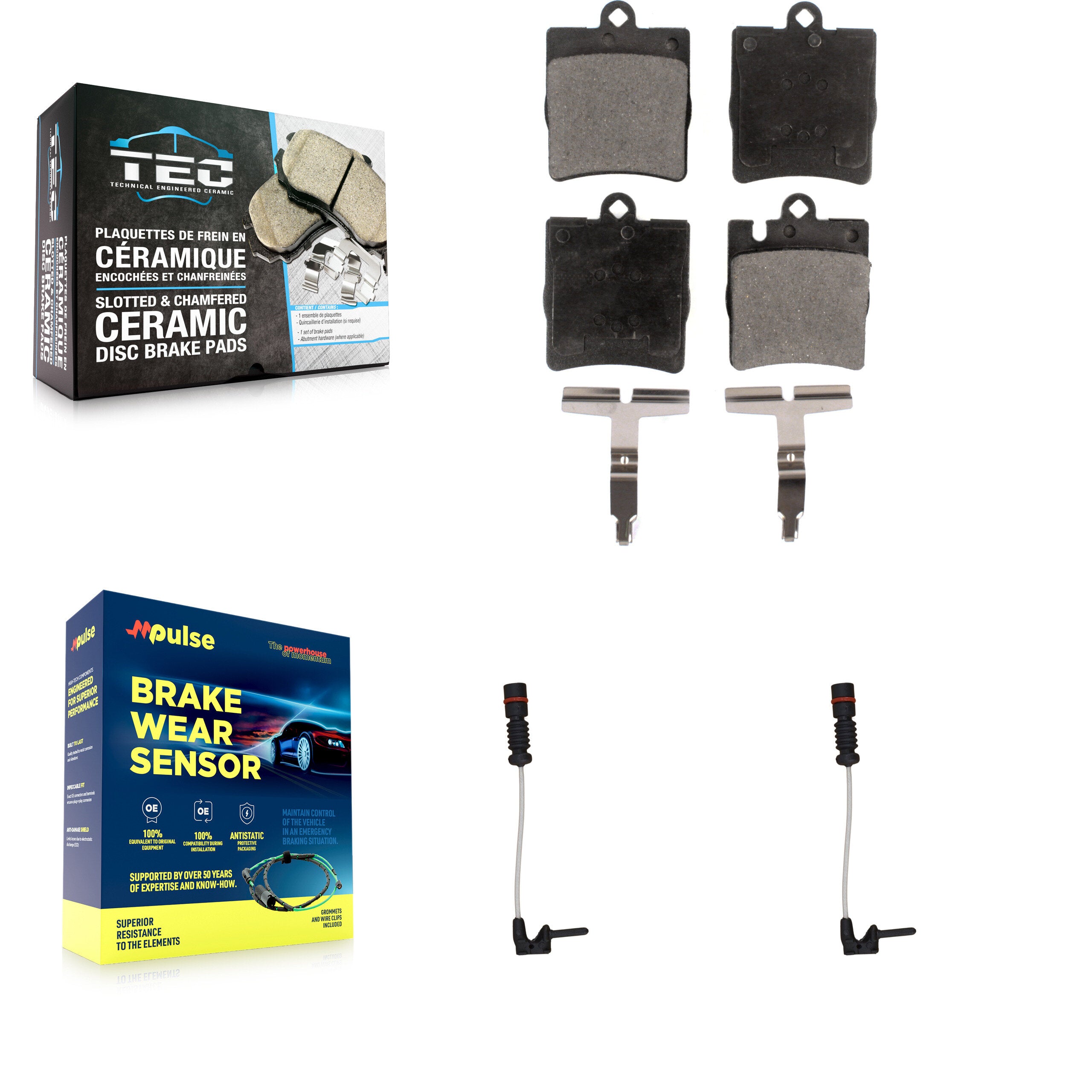 Rear Ceramic Disc Brake Pad & Wear Sensor Kit For Mercedes-Benz E320 CLK320 E430