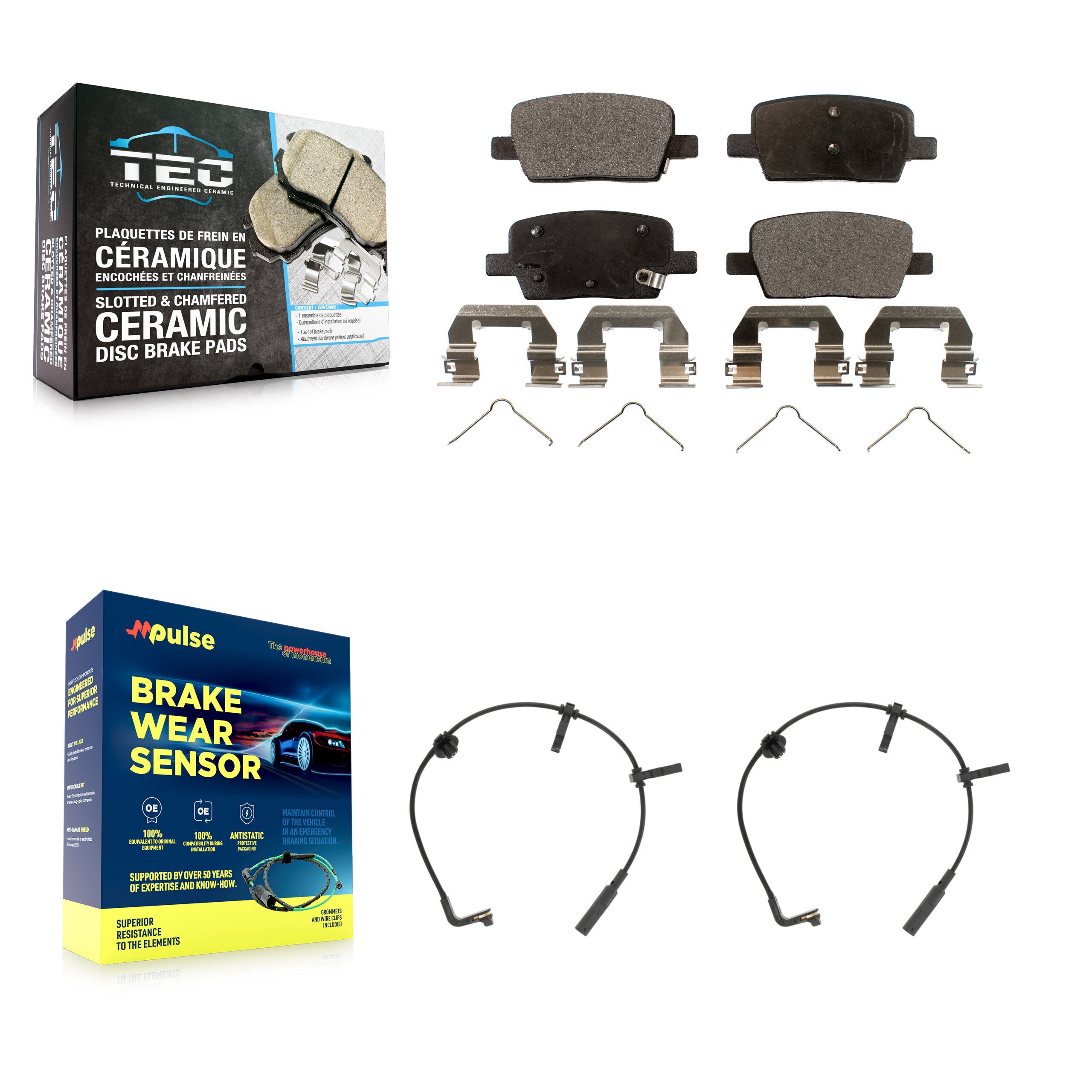 Rear Ceramic Disc Brake Pads And Wear Sensors Kit For Cadillac CT6 KTW-101313