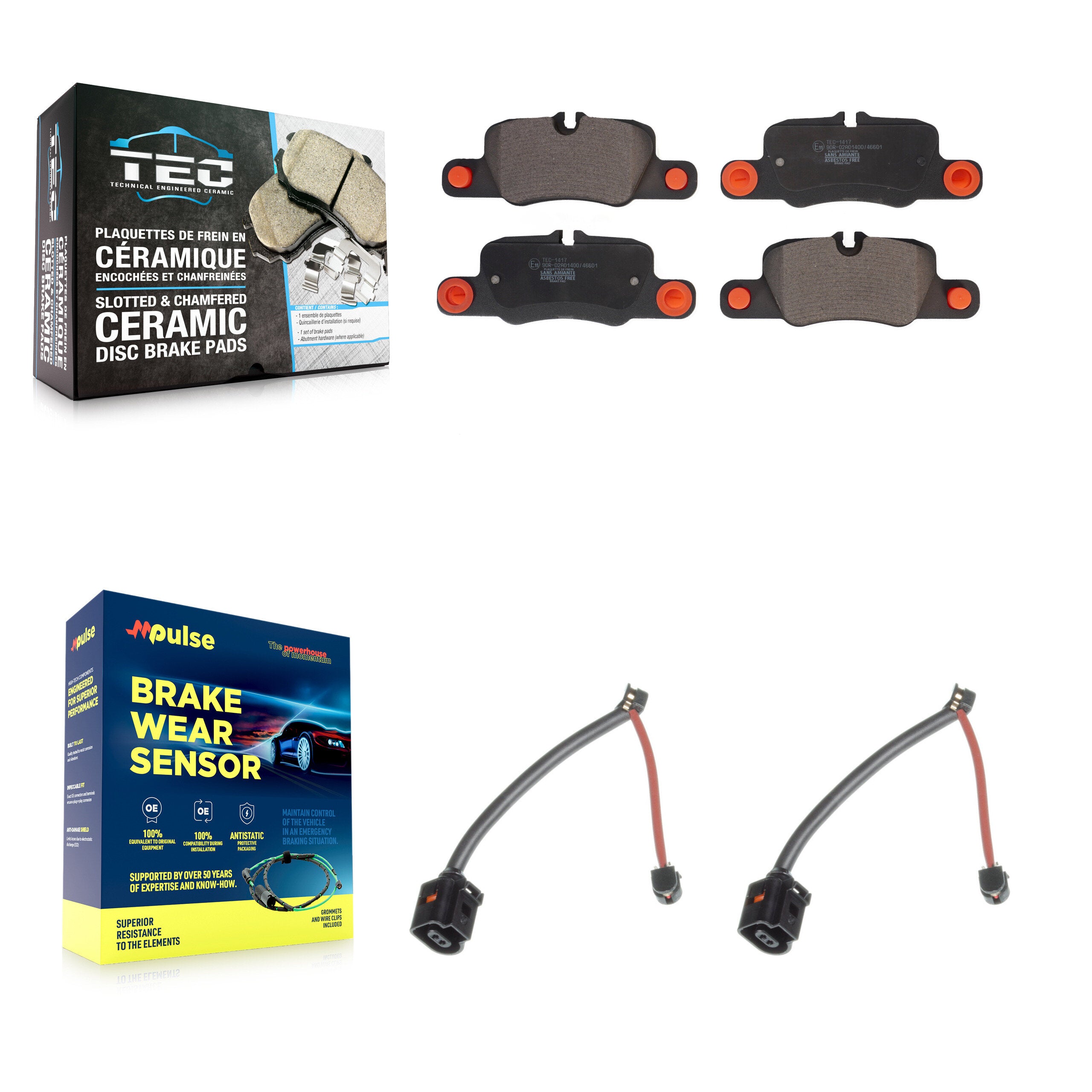 Rear Ceramic Disc Brake Pads And Wear Sensors Kit For Porsche Panamera