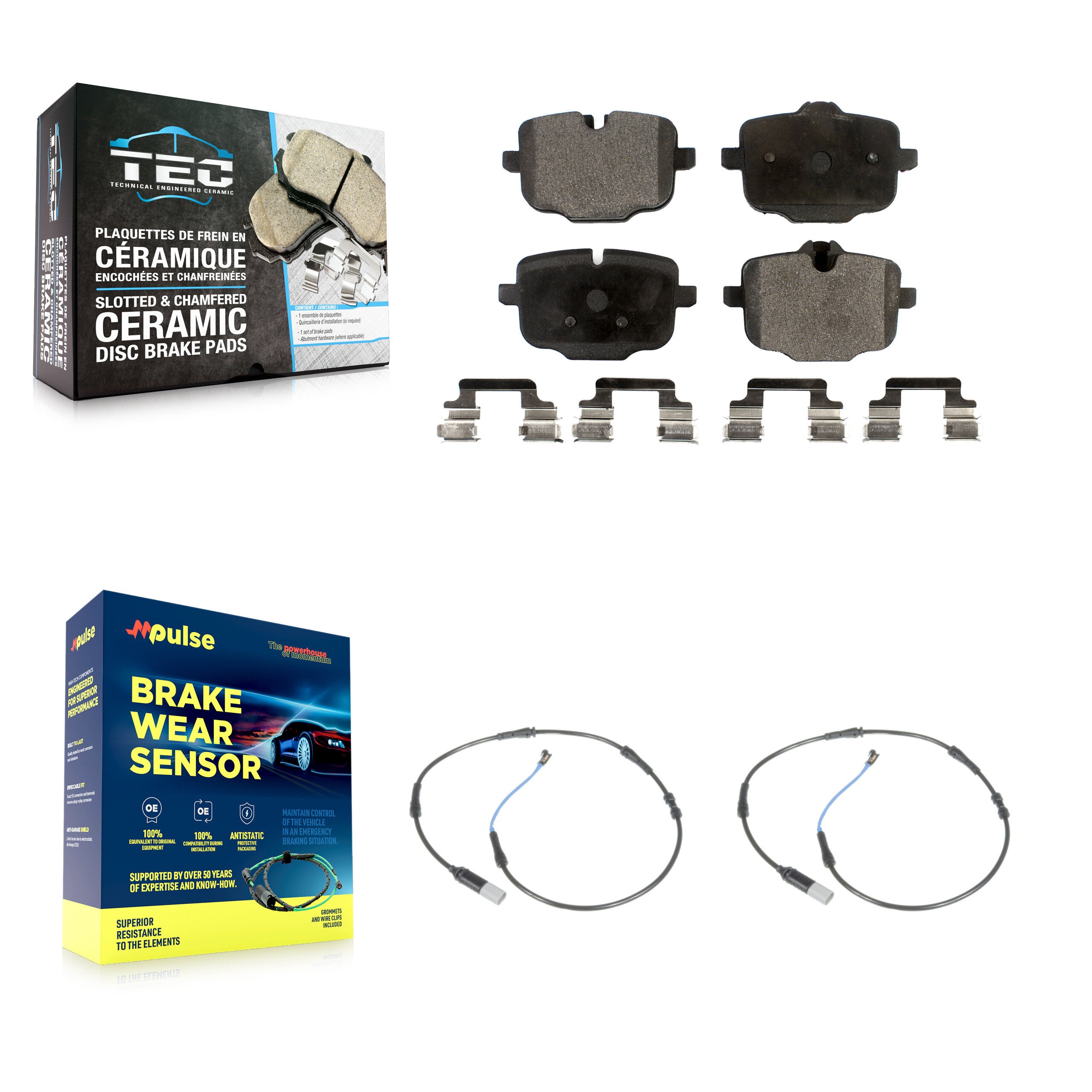 Rear Ceramic Brake Pads Wear Sensor Kit For BMW 550i xDrive 650i Gran Coupe 640i