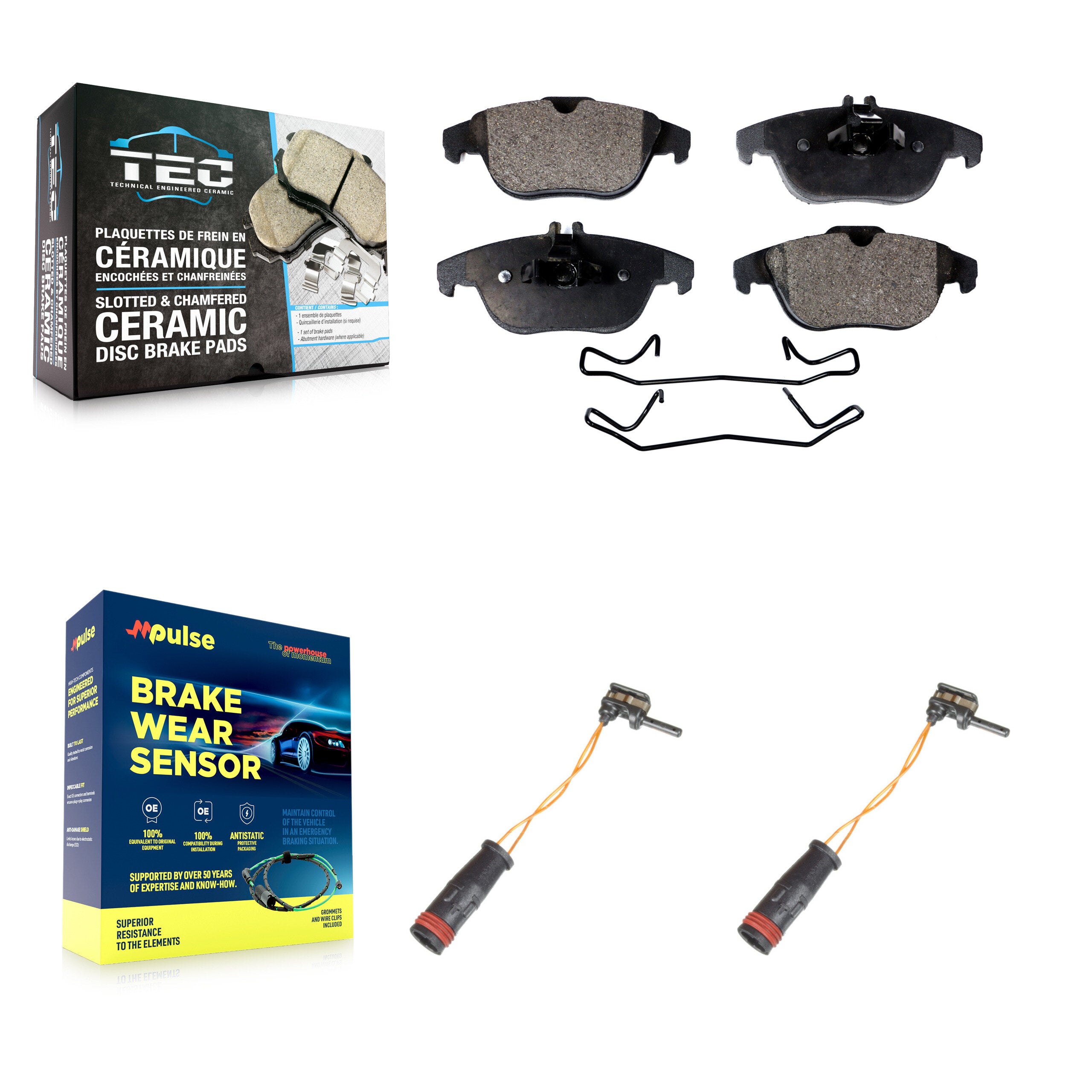 Rear Ceramic Brake Pad Wear Sensor Kit For Mercedes-Benz C300 GLK350 GLK250 E350