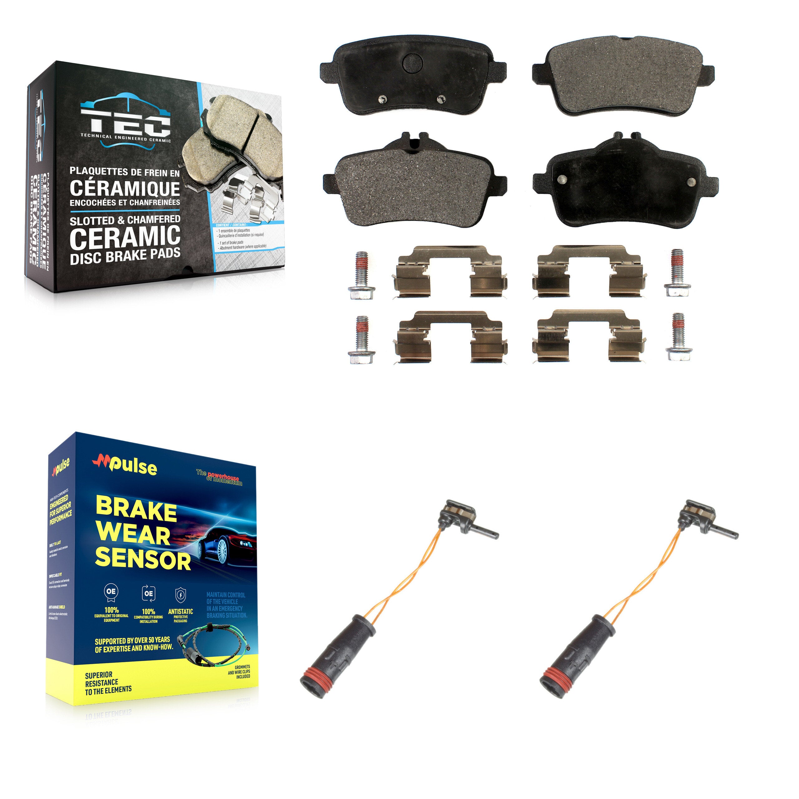 Rear Ceramic Brake Pad Wear Sensor Kit For Mercedes-Benz ML350 GLE400 GLE350 AMG
