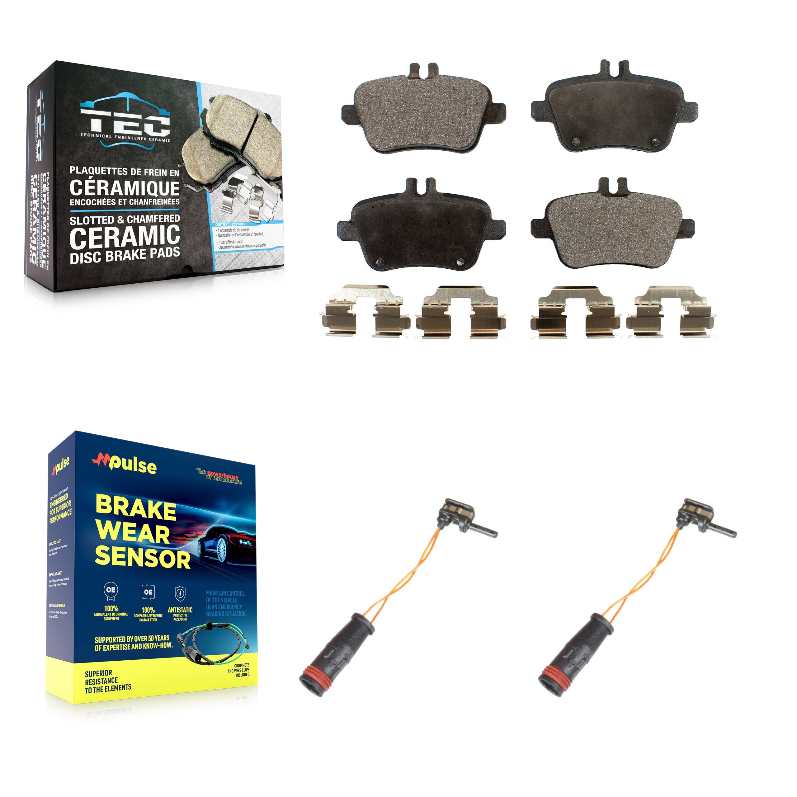 Rear Ceramic Disc Brake Pads And Wear Sensors Kit For Mercedes-Benz SLK350