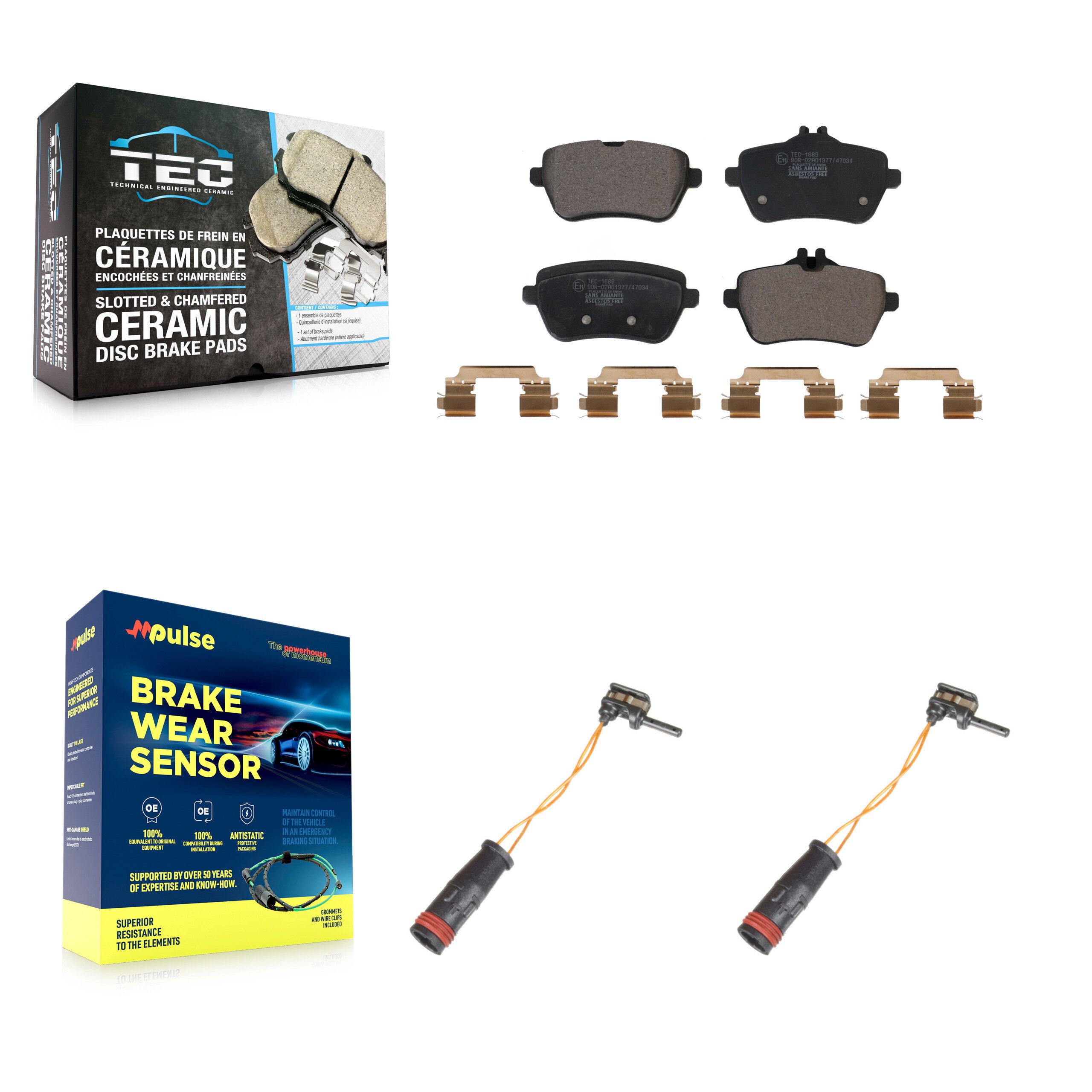 Rear Ceramic Brake Pads & Wear Sensor Kit For Mercedes-Benz S550 S560 SL450 S450