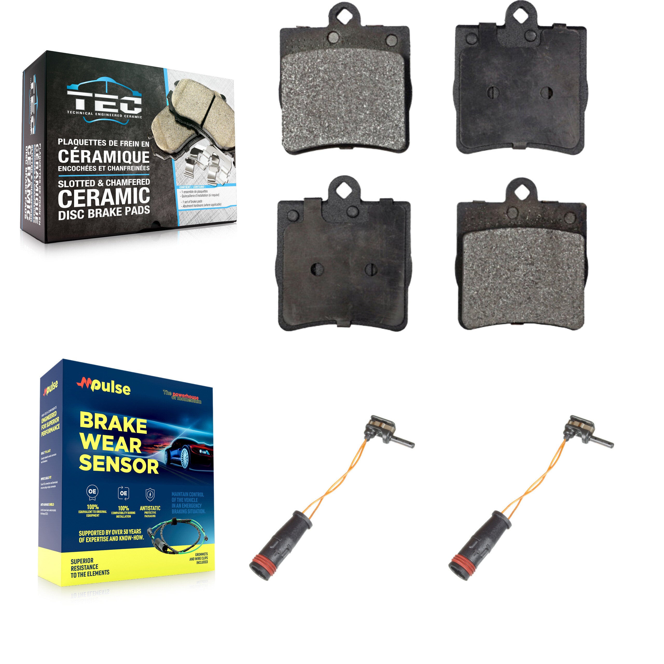 Rear Ceramic Disc Brake Pads And Wear Sensors Kit For Mercedes-Benz C230 C240