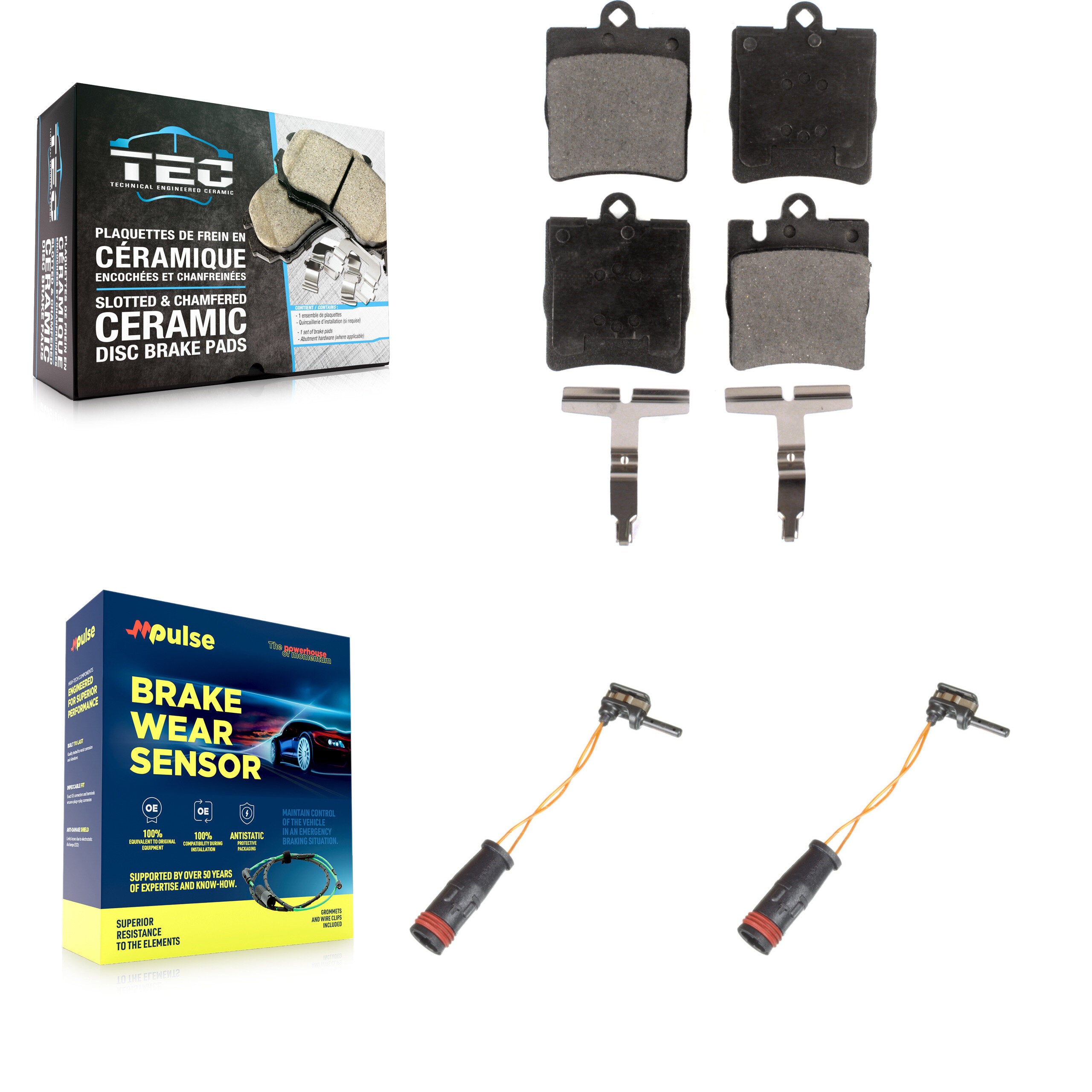 Rear Ceramic Brake Pad Wear Sensor Kit For Mercedes-Benz SLK350 C230 C280 CLK320