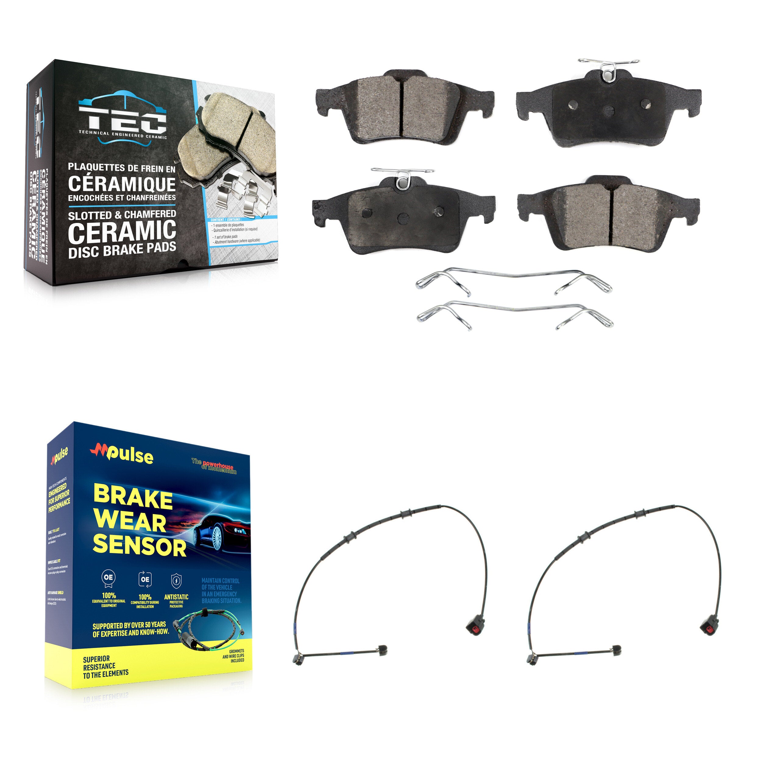 Rear Ceramic Disc Brake Pads And Wear Sensors Kit For Jaguar XK XKR KTW-101367