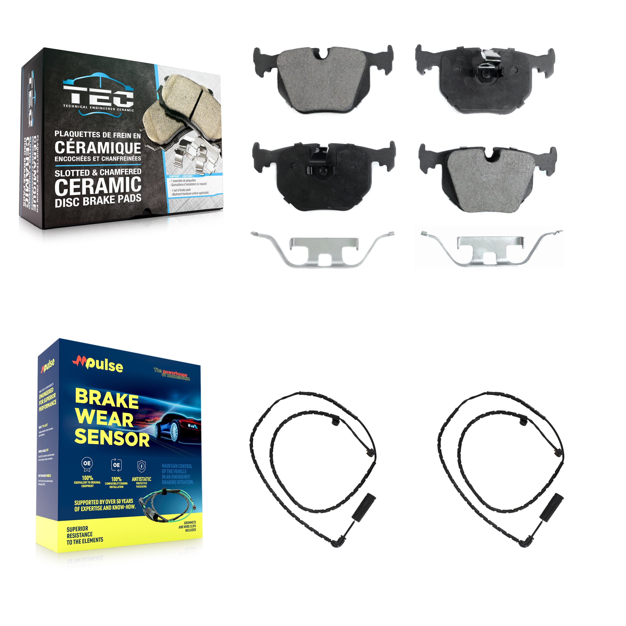 Rear Ceramic Disc Brake Pads And Wear Sensors Kit For Land Rover Range
