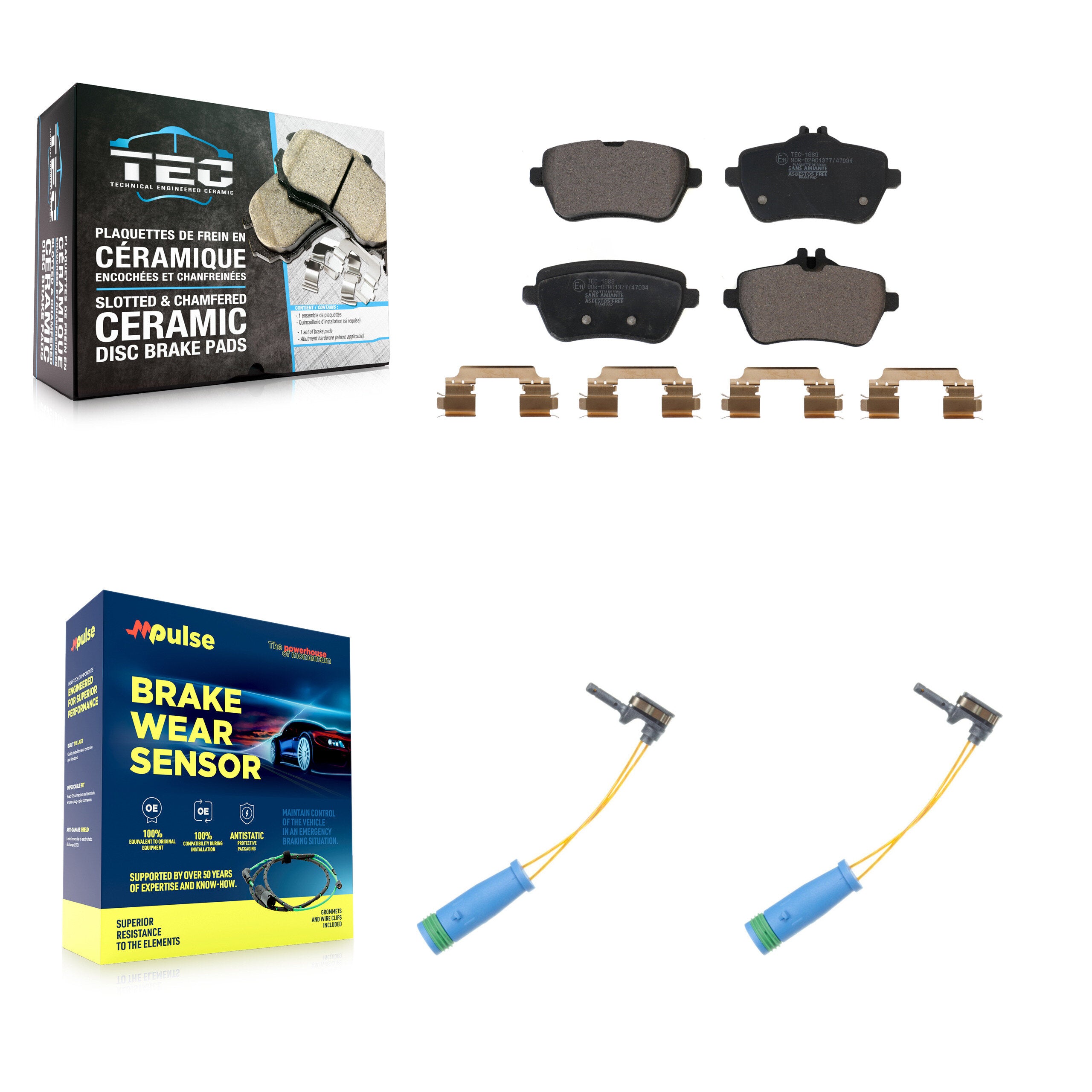 Rear Ceramic Disc Brake Pad And Wear Sensor Kit For 2015 Mercedes-Benz S400 3.0L