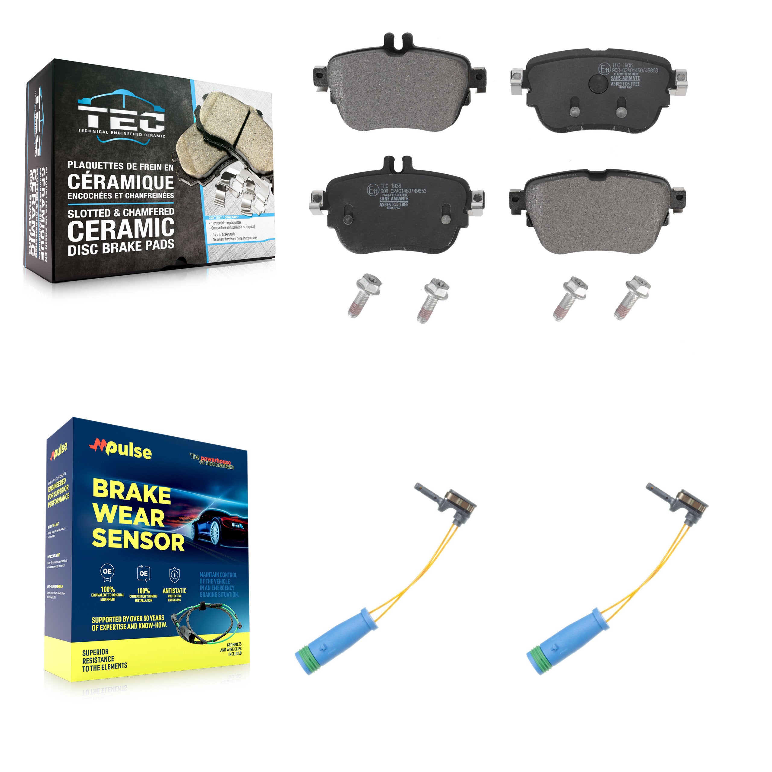 Rear Ceramic Disc Brake Pads And Wear Sensors Kit For Mercedes-Benz E300 E350