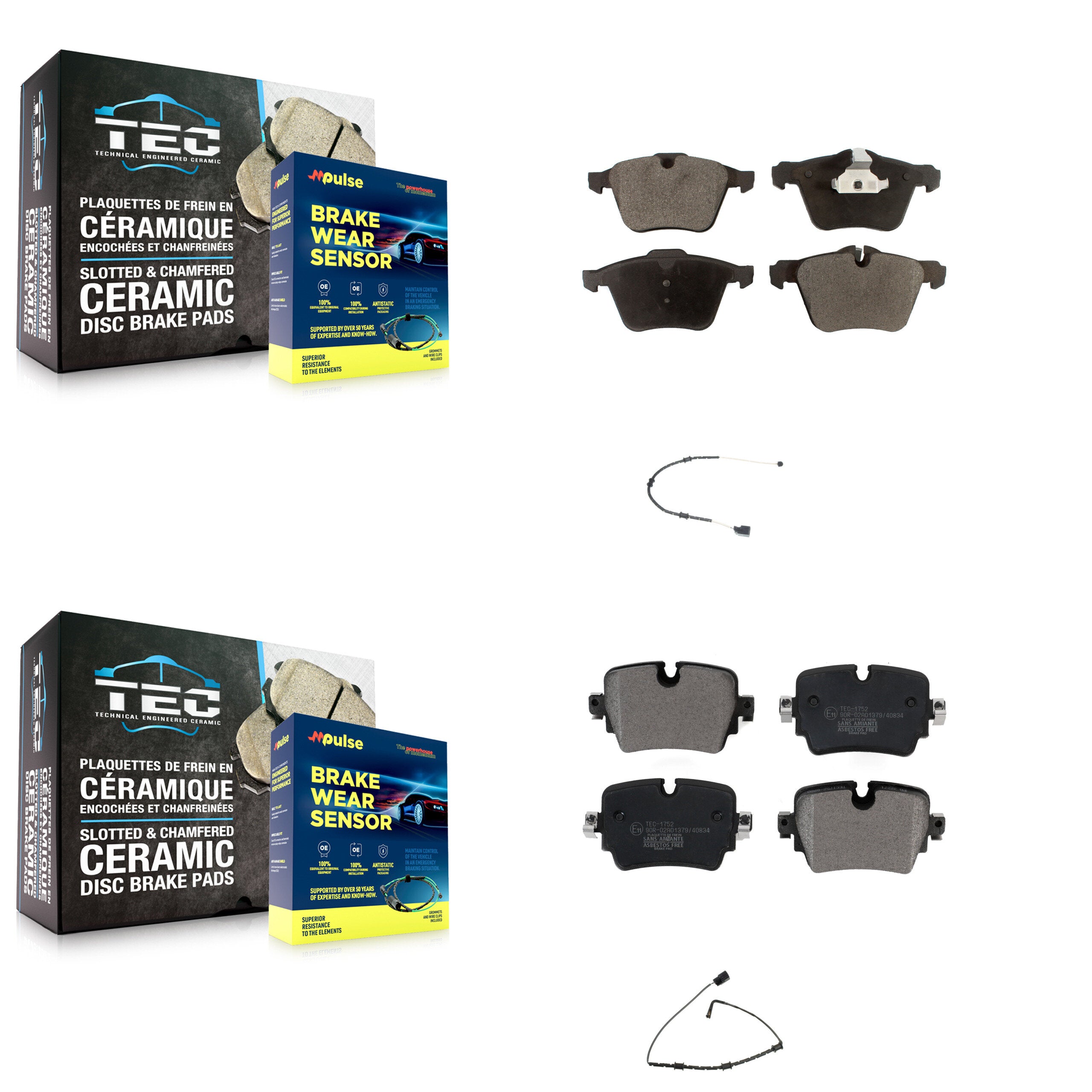 Front Rear Ceramic Disc Brake Pads And Wear Sensors Kit For Jaguar XJ KTW-101402