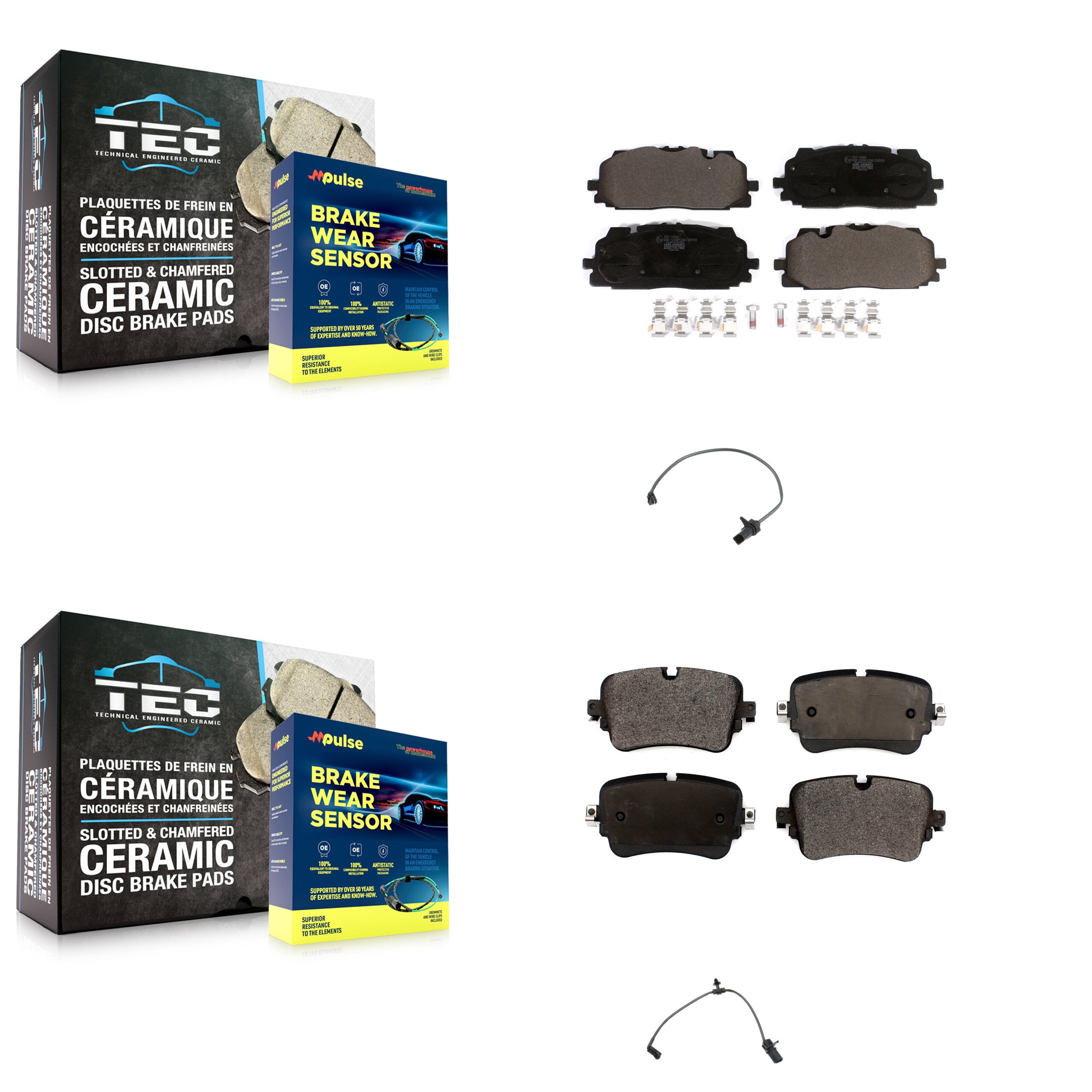 Front Rear Ceramic Disc Brake Pads And Wear Sensor Kit For Audi Q7 Q8 A8 Quattro
