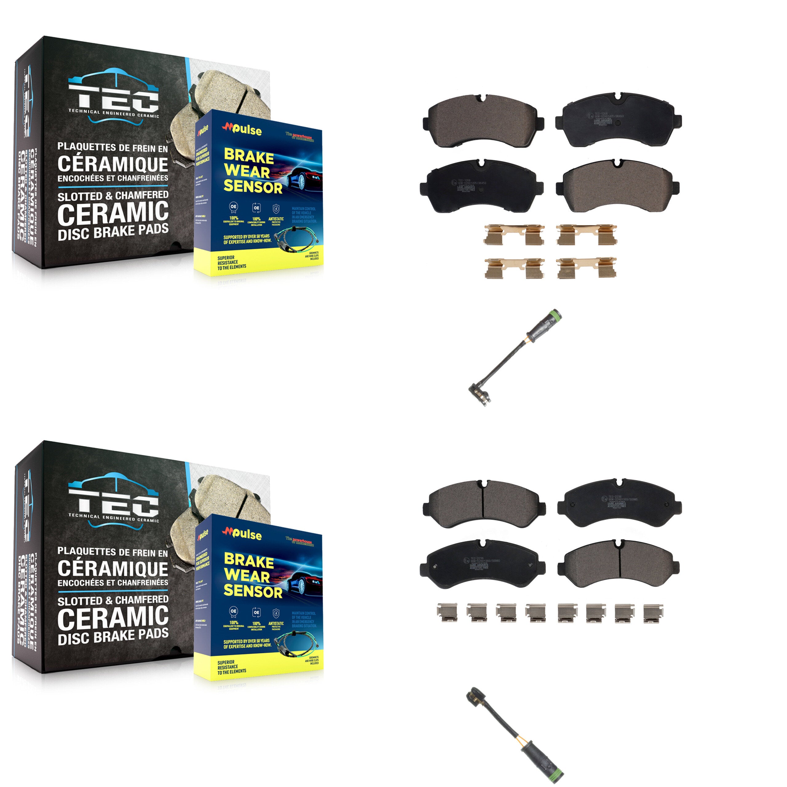 Front Rear Ceramic Disc Brake Pad Wear Sensor Kit For Freightliner Sprinter 4500