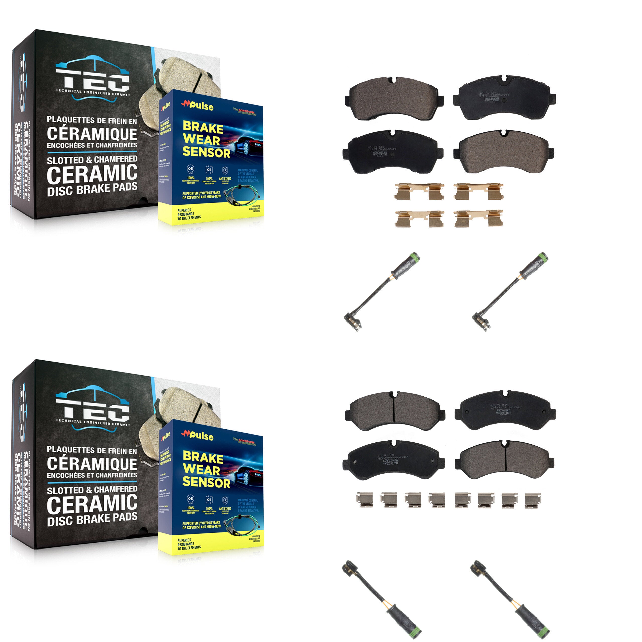 Front Rear Ceramic Disc Brake Pad Wear Sensor Kit For Freightliner Sprinter 4500