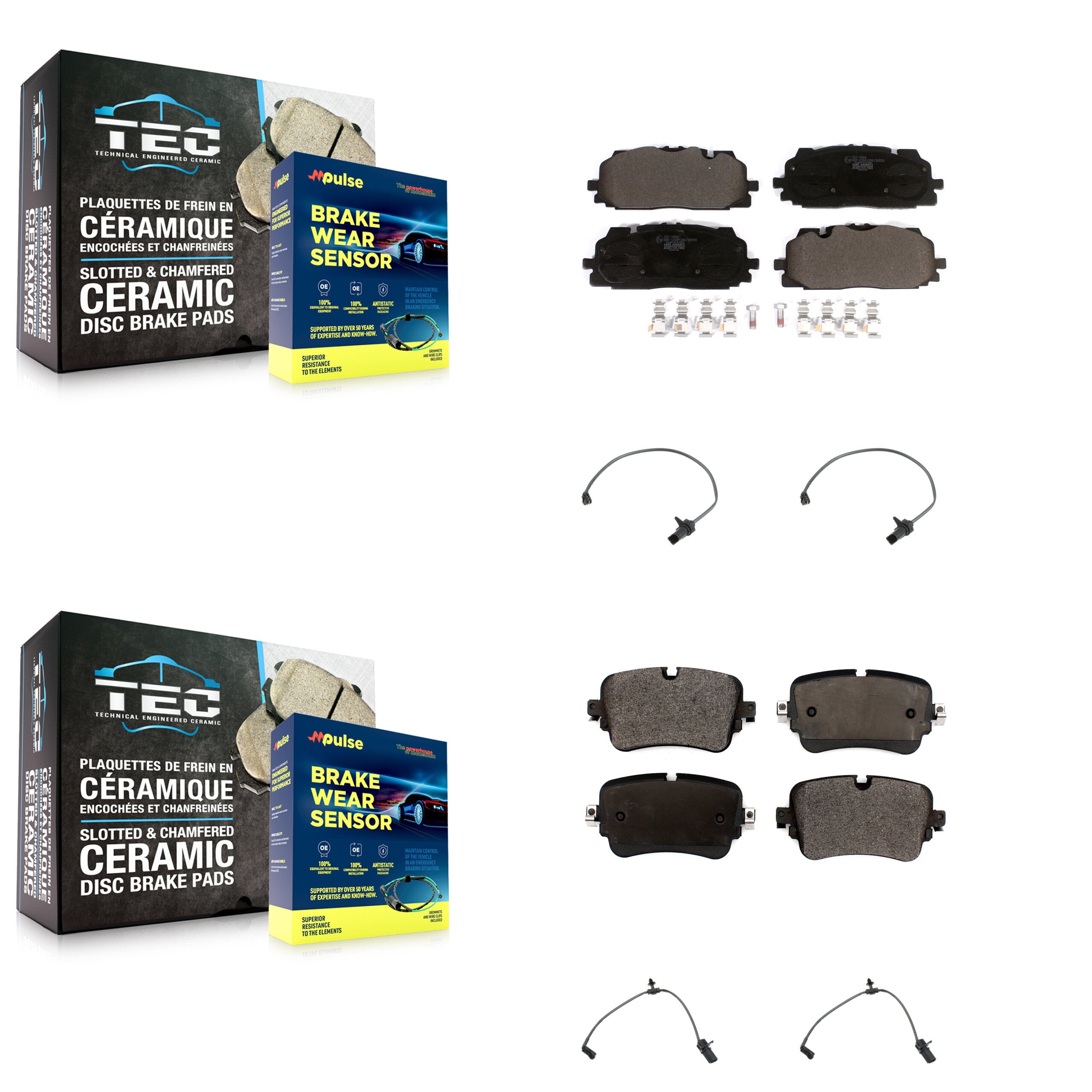Front Rear Ceramic Disc Brake Pads And Wear Sensor Kit For Audi Q7 Q8 A8 Quattro
