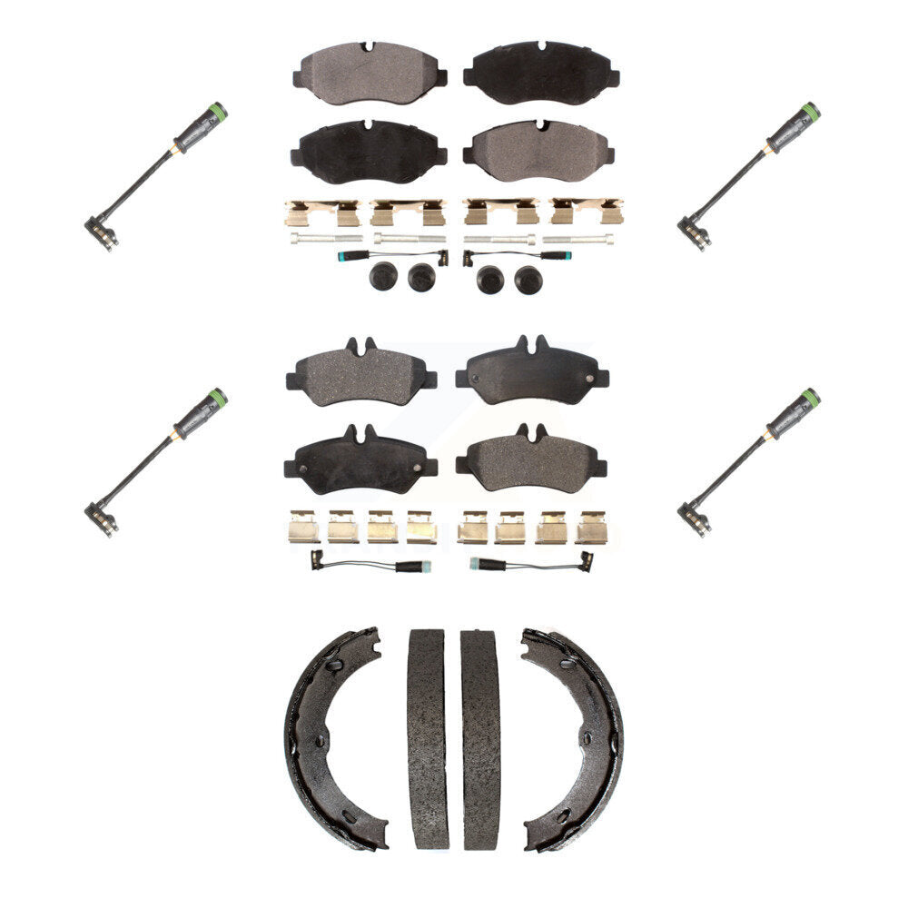 Front Rear Ceramic Disc Brake Pads And Extra Wear Sensors Kit For KTW-101486
