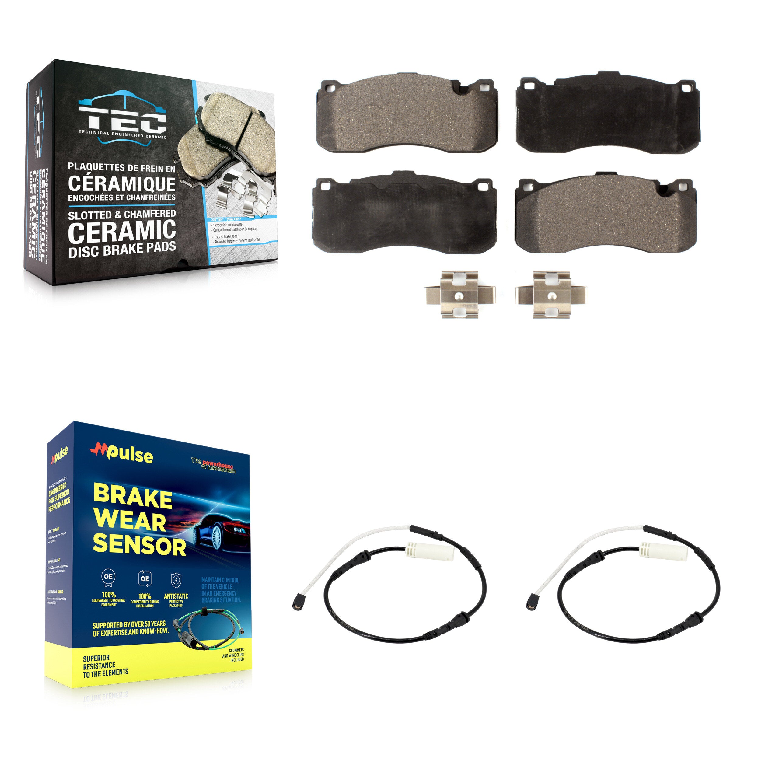 Front Ceramic Disc Brake Pads And Wear Sensors Kit For BMW 328i KTW-101492