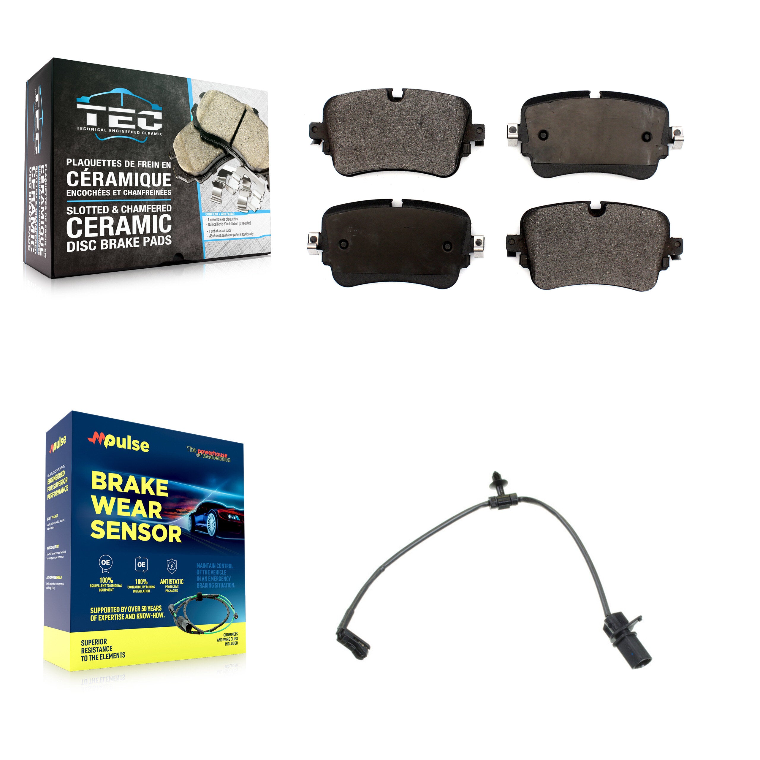 Rear Ceramic Disc Brake Pads And Wear Sensors Kit For Audi Q7 Q8 A8 Quattro
