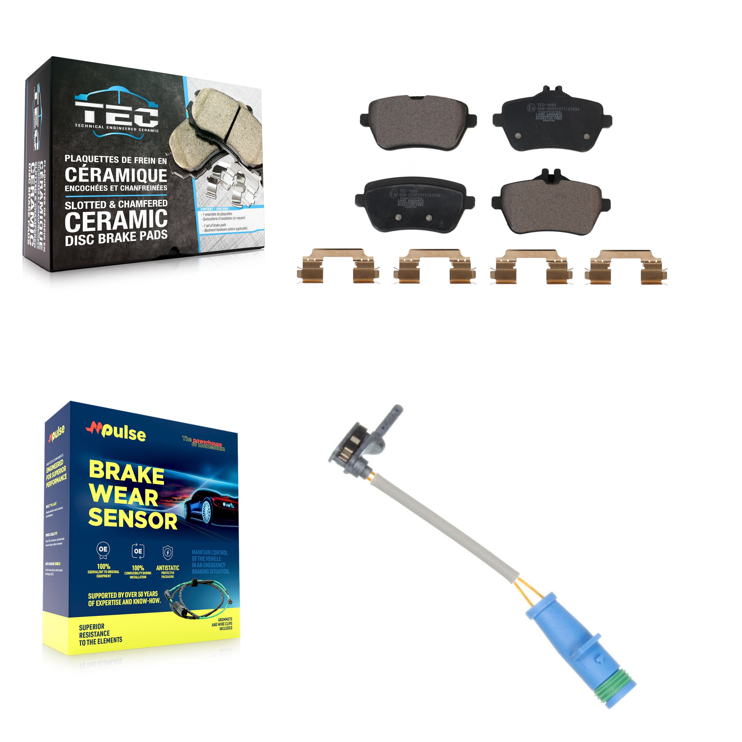 Rear Ceramic Disc Brake Pad And Wear Sensor Kit For 2020 Mercedes-Benz S450 3.0L