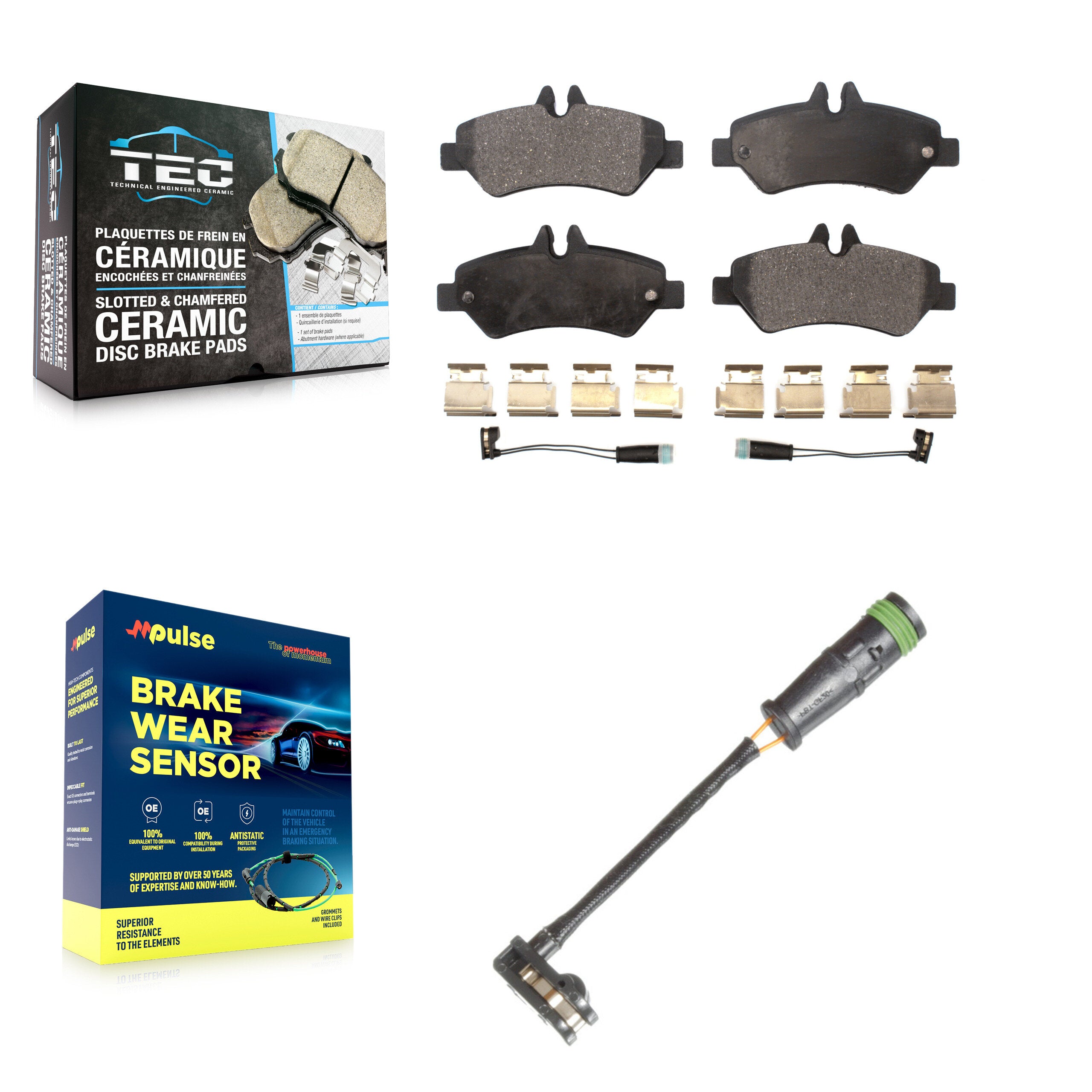 Rear Ceramic Brake Pad Extra Wear Sensor Kit For Freightliner Sprinter 2500 3500