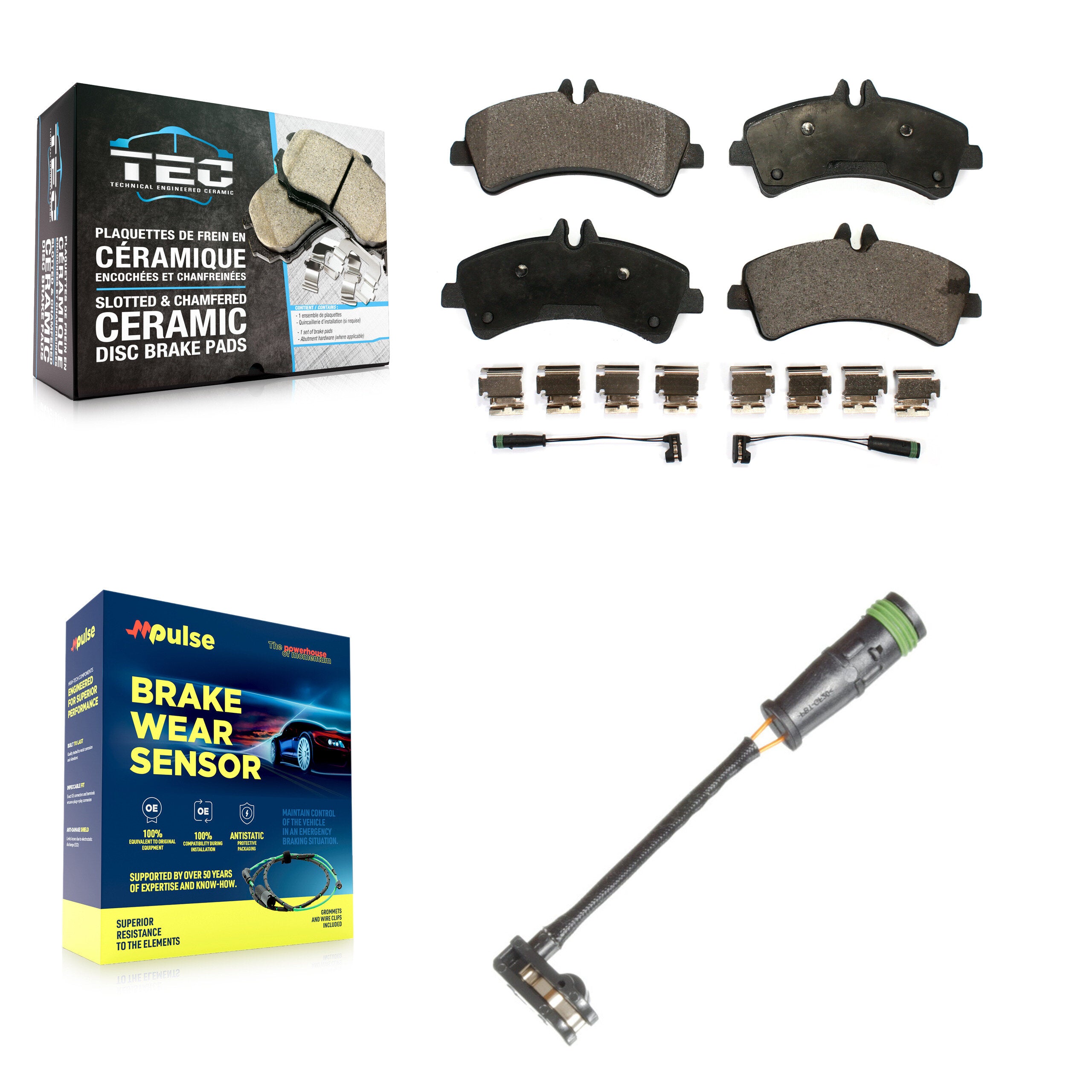Rear Ceramic Disc Brake Pad Extra Wear Sensor Kit For Freightliner Sprinter 3500