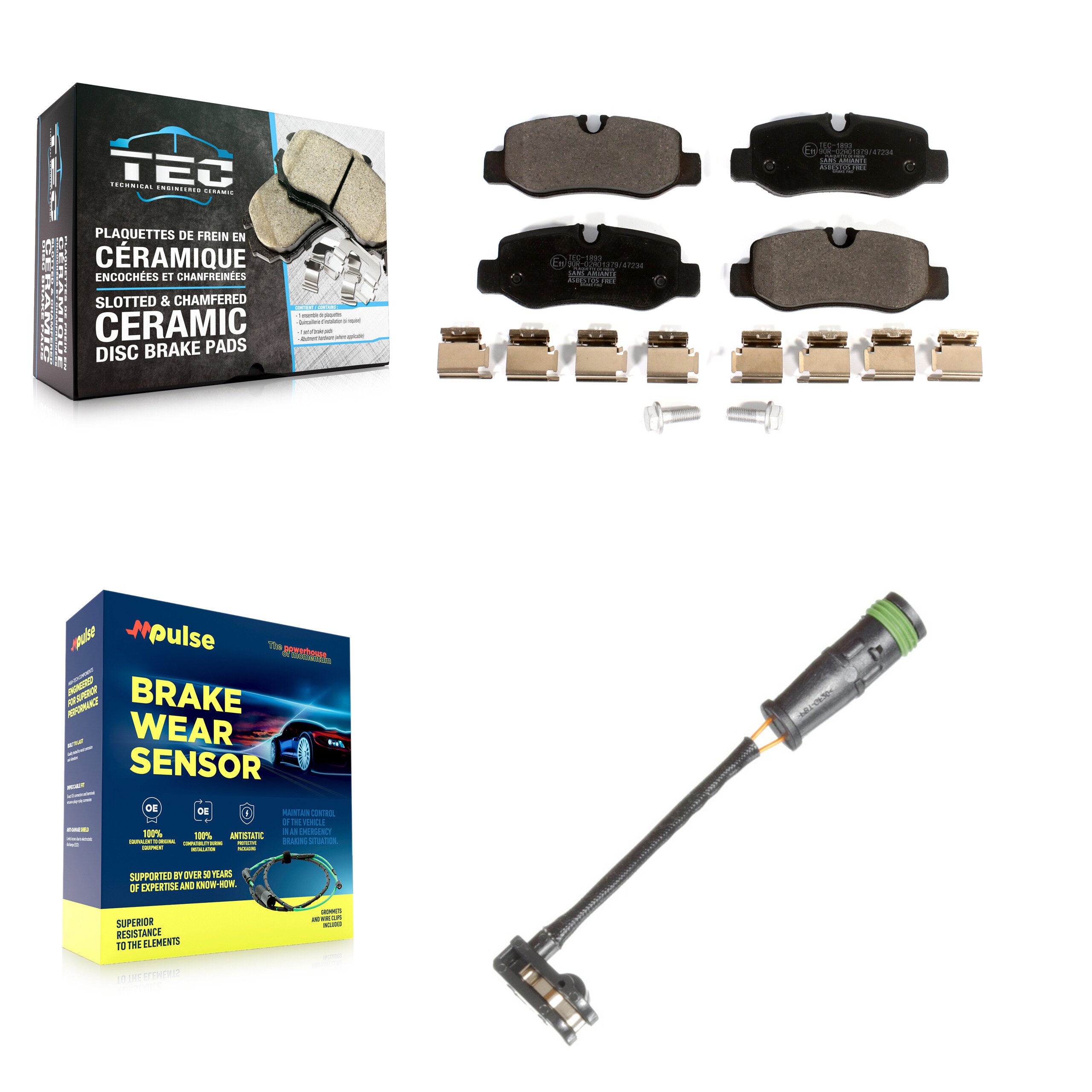 Rear Ceramic Disc Brake Pads And Wear Sensors Kit For Mercedes-Benz Metris 2.0L