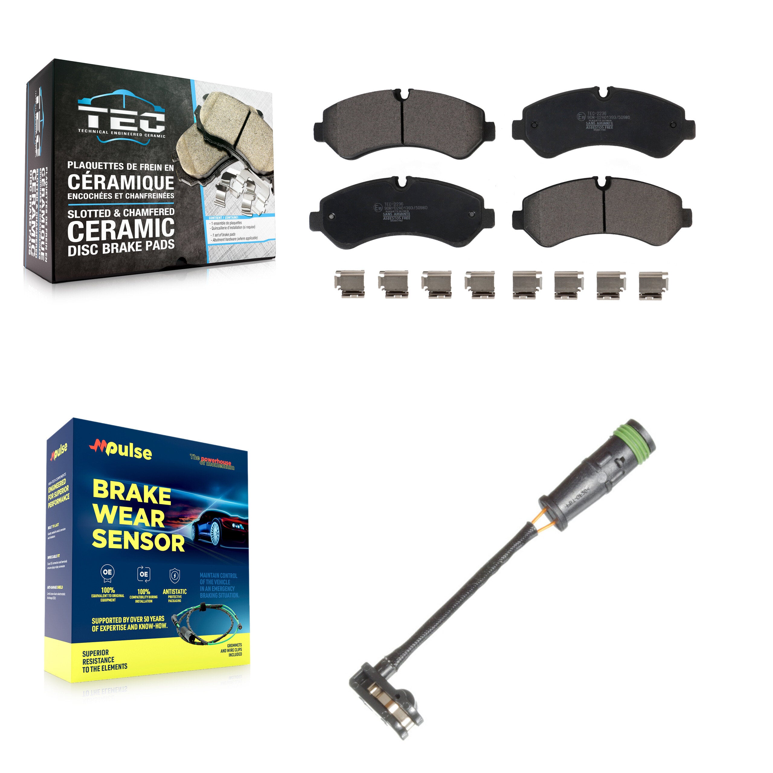 Rear Ceramic Disc Brake Pads And Wear Sensors Kit For Freightliner Sprinter 3500