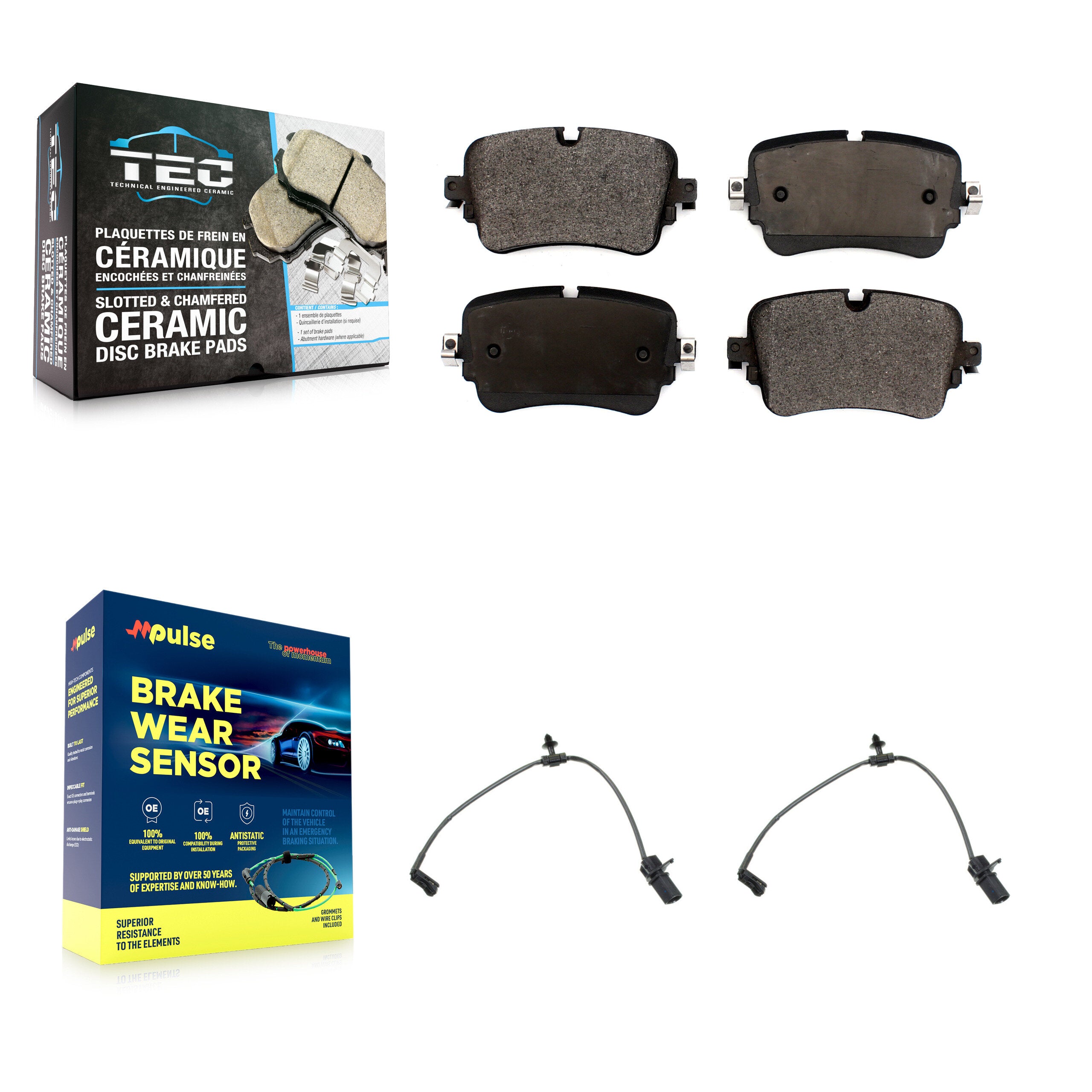 Rear Ceramic Disc Brake Pads And Wear Sensors Kit For Audi Q7 Q8 A8 Quattro